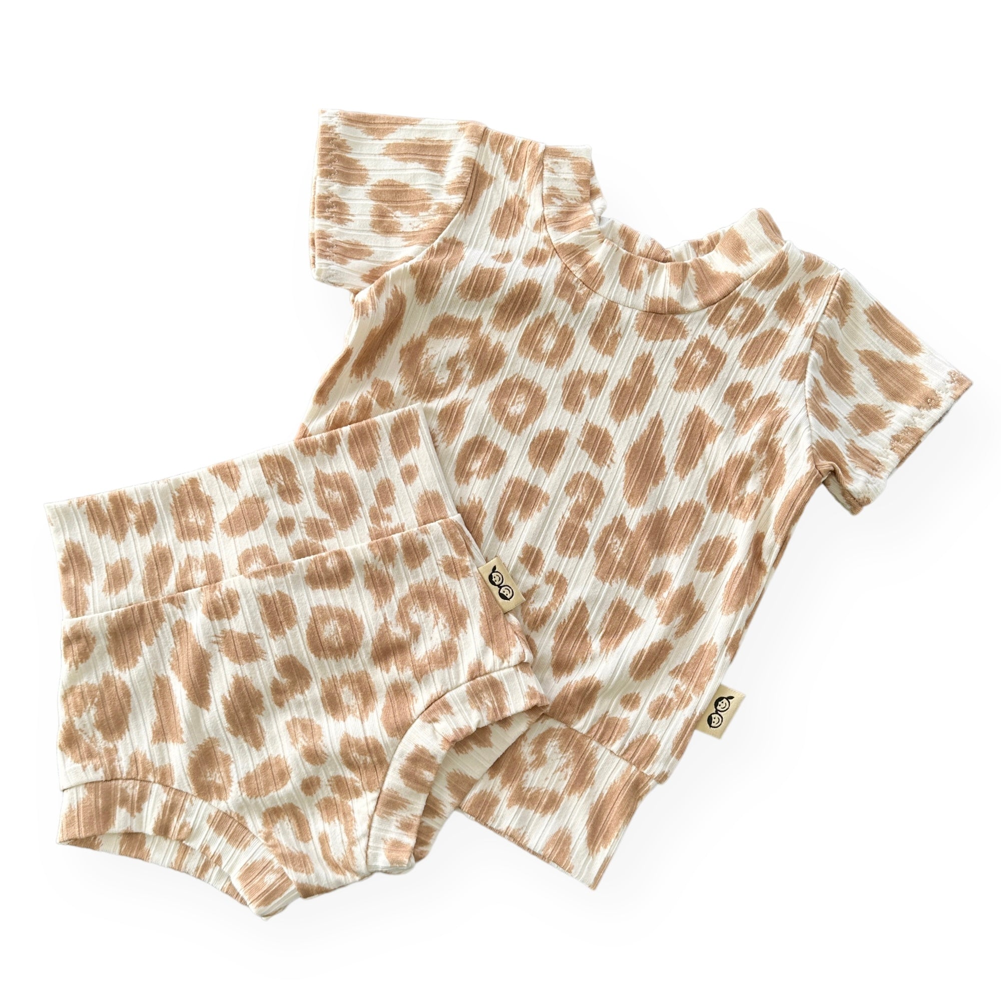 Taupe Cream Leopard Summer Lounge Set