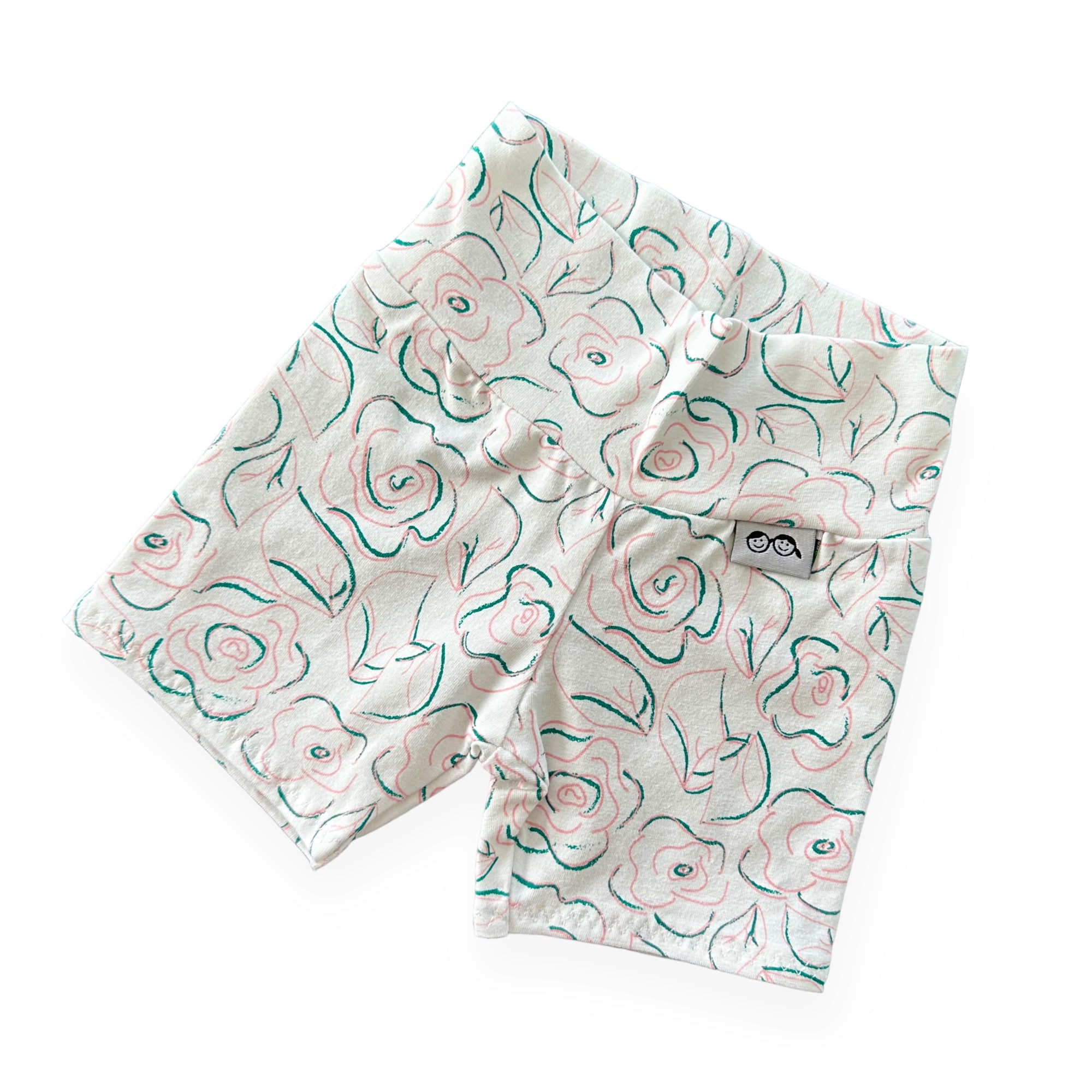 Sketched Roses Biker Shorts