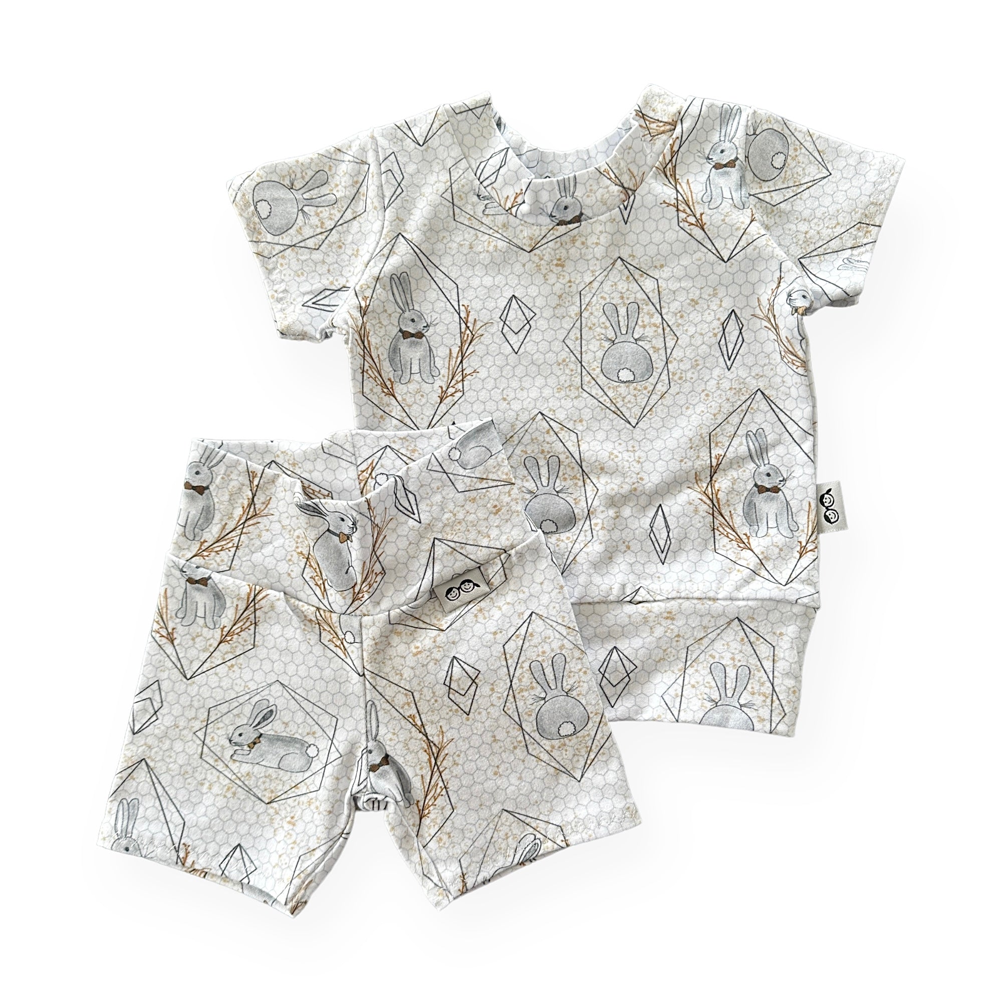 Bunny on Honeycomb Biker Shorts Lounge Set