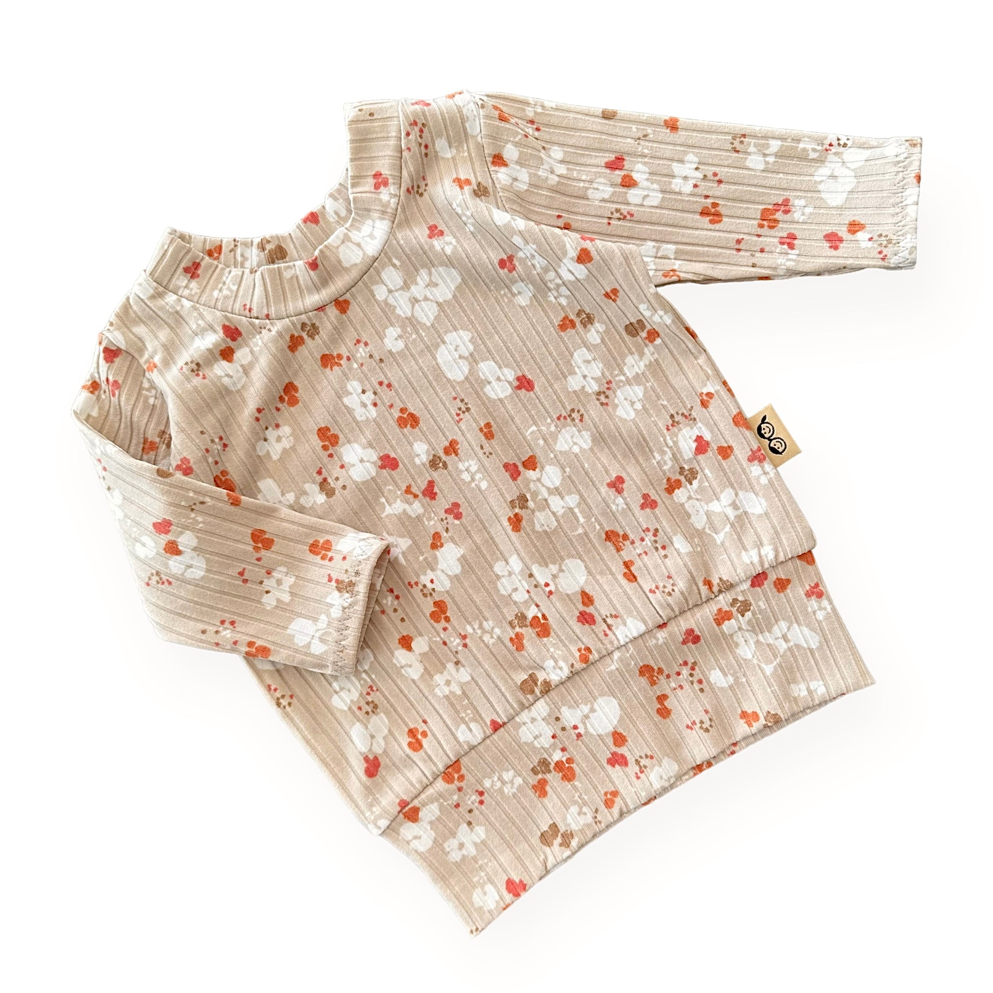 Floral Latte Ribbed Lounge Set