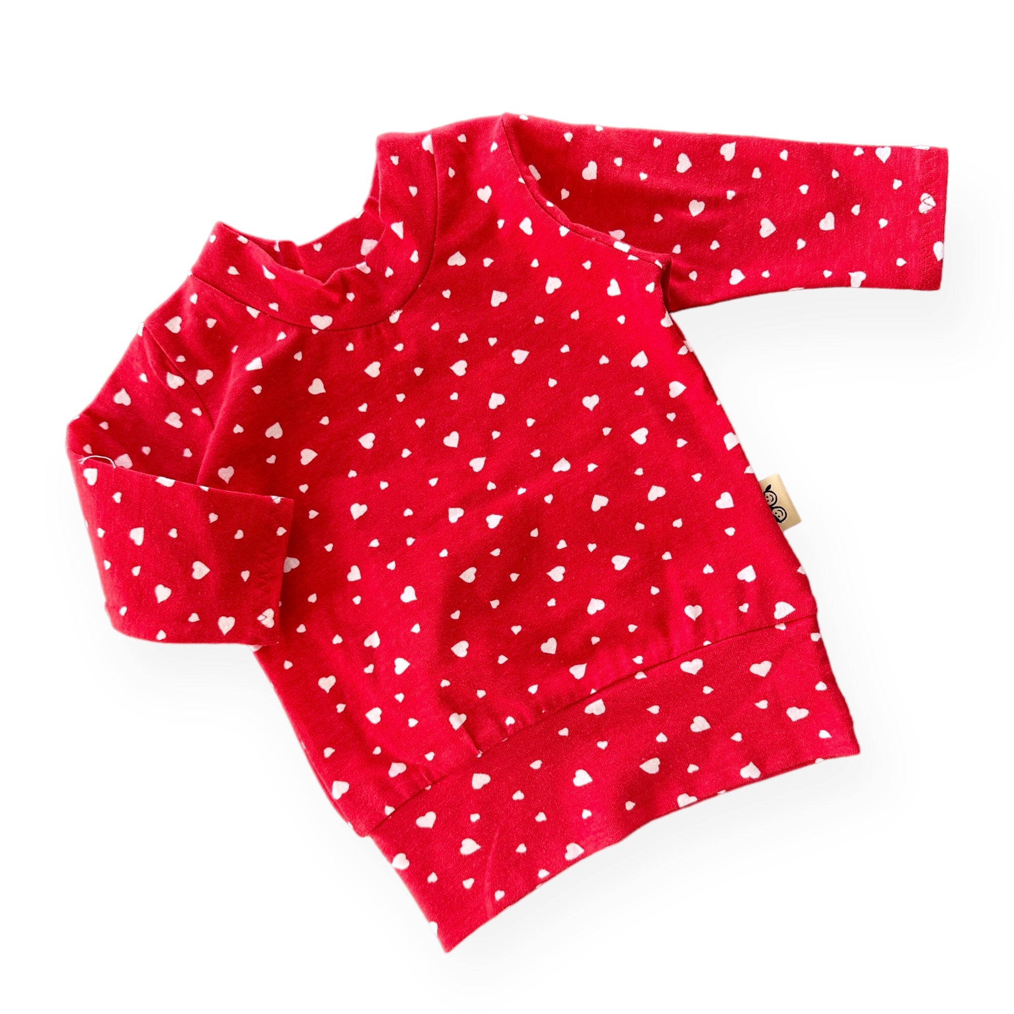 White Dainty Heart on Red Lounge Top