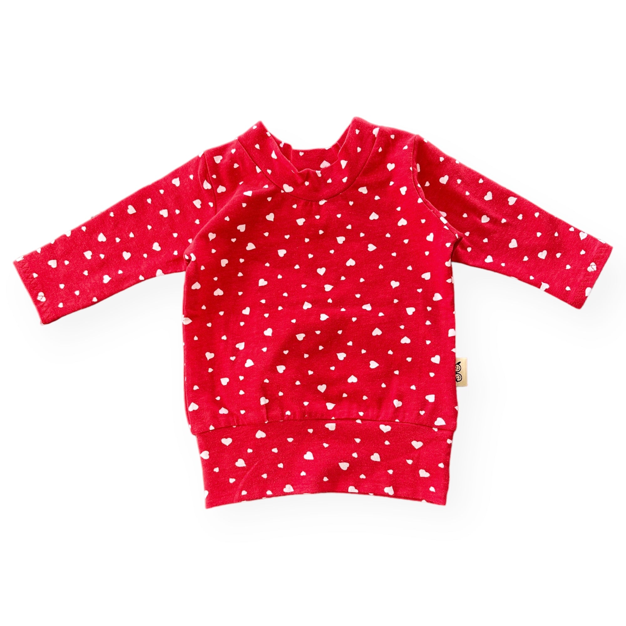 White Dainty Heart on Red Lounge Top