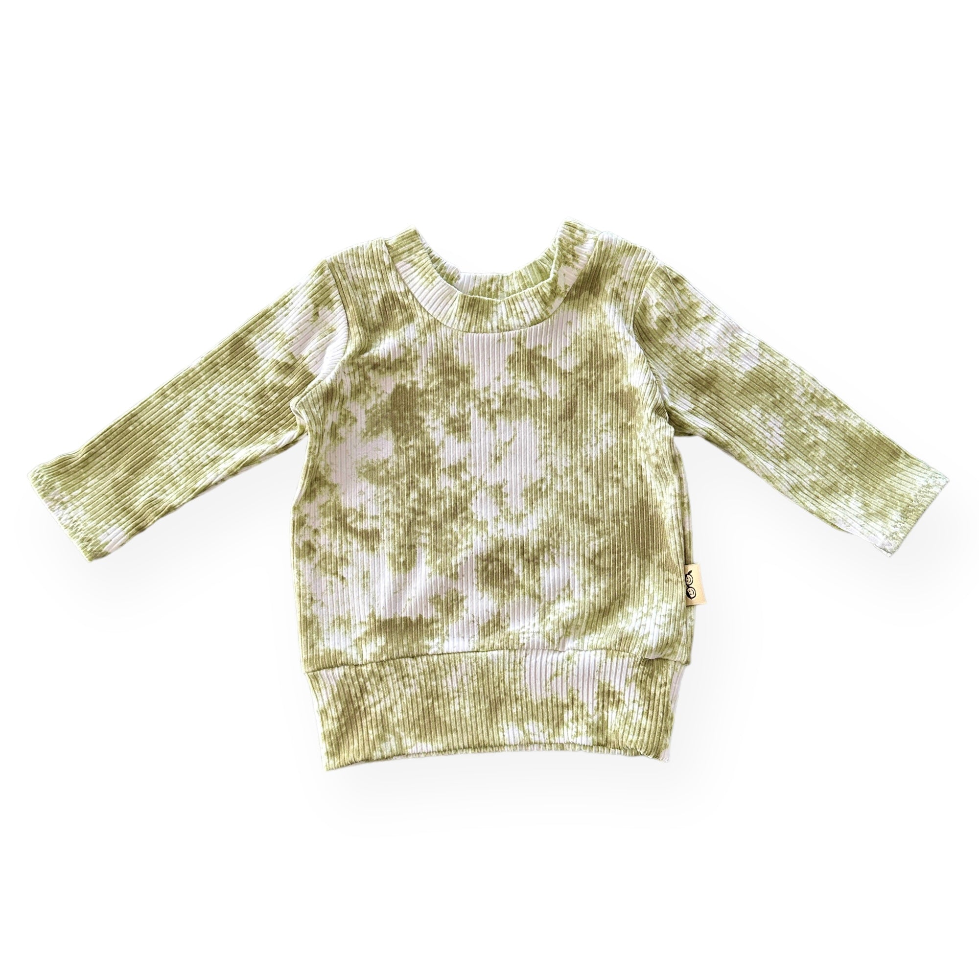 Olive Green Tie Dye Ribbed Lounge Top