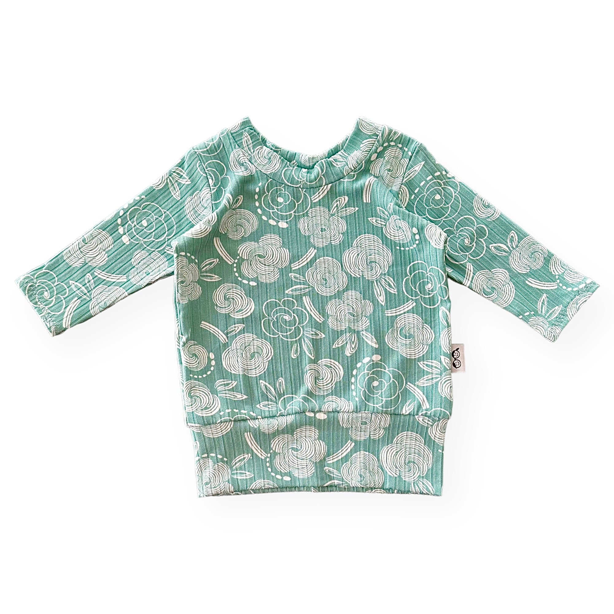 Geo Flowers Seafoam Ribbed Lounge Top