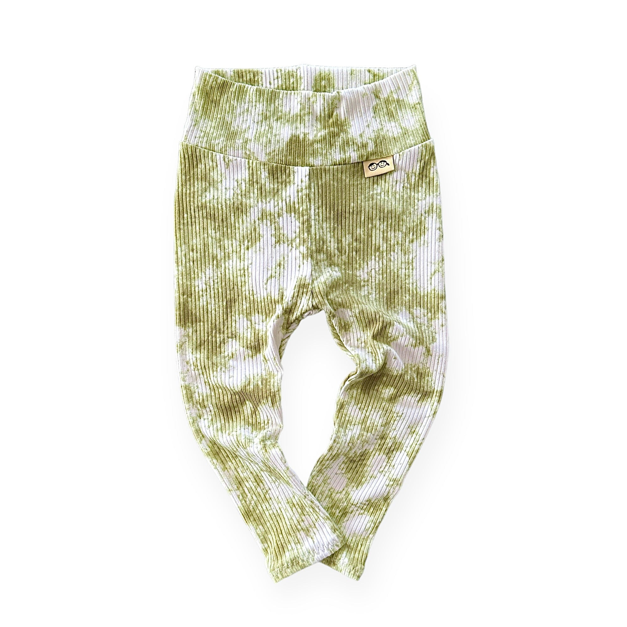 Olive Green Tie Dye Ribbed Leggings