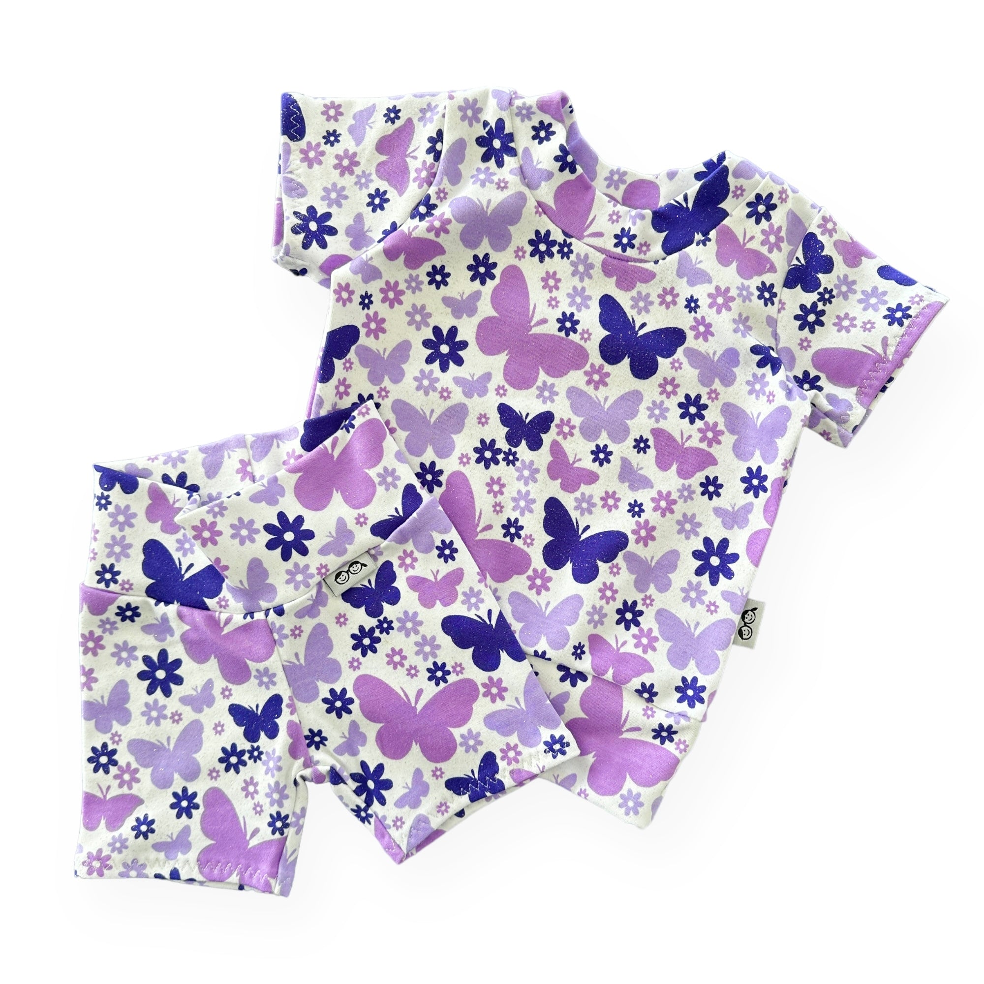 Purple Butterflies Biker Shorts Lounge Set