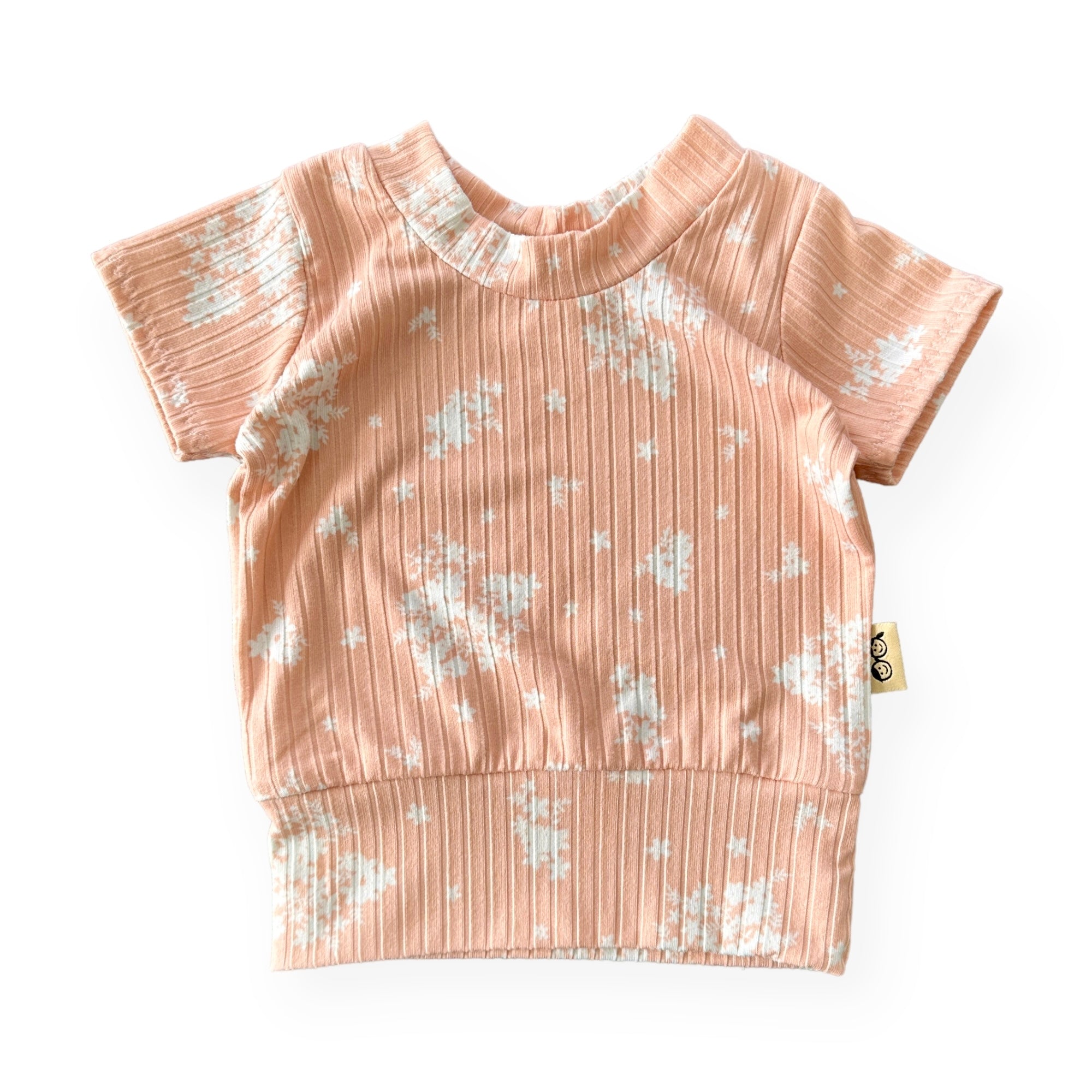 Minimal Floral Blush Ribbed Biker Shorts Lounge Set