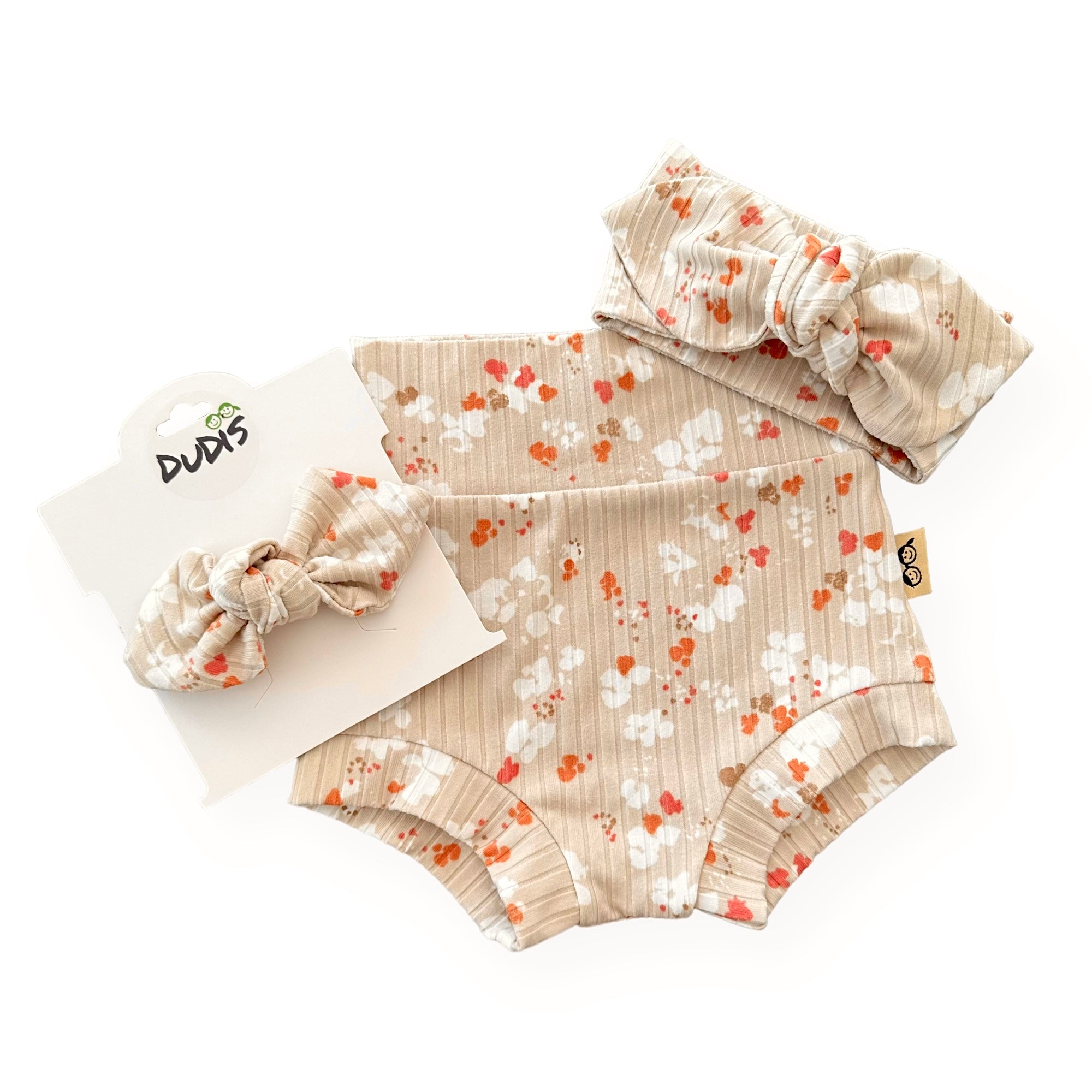 Floral Latte Ribbed Bummies and/or Headbands