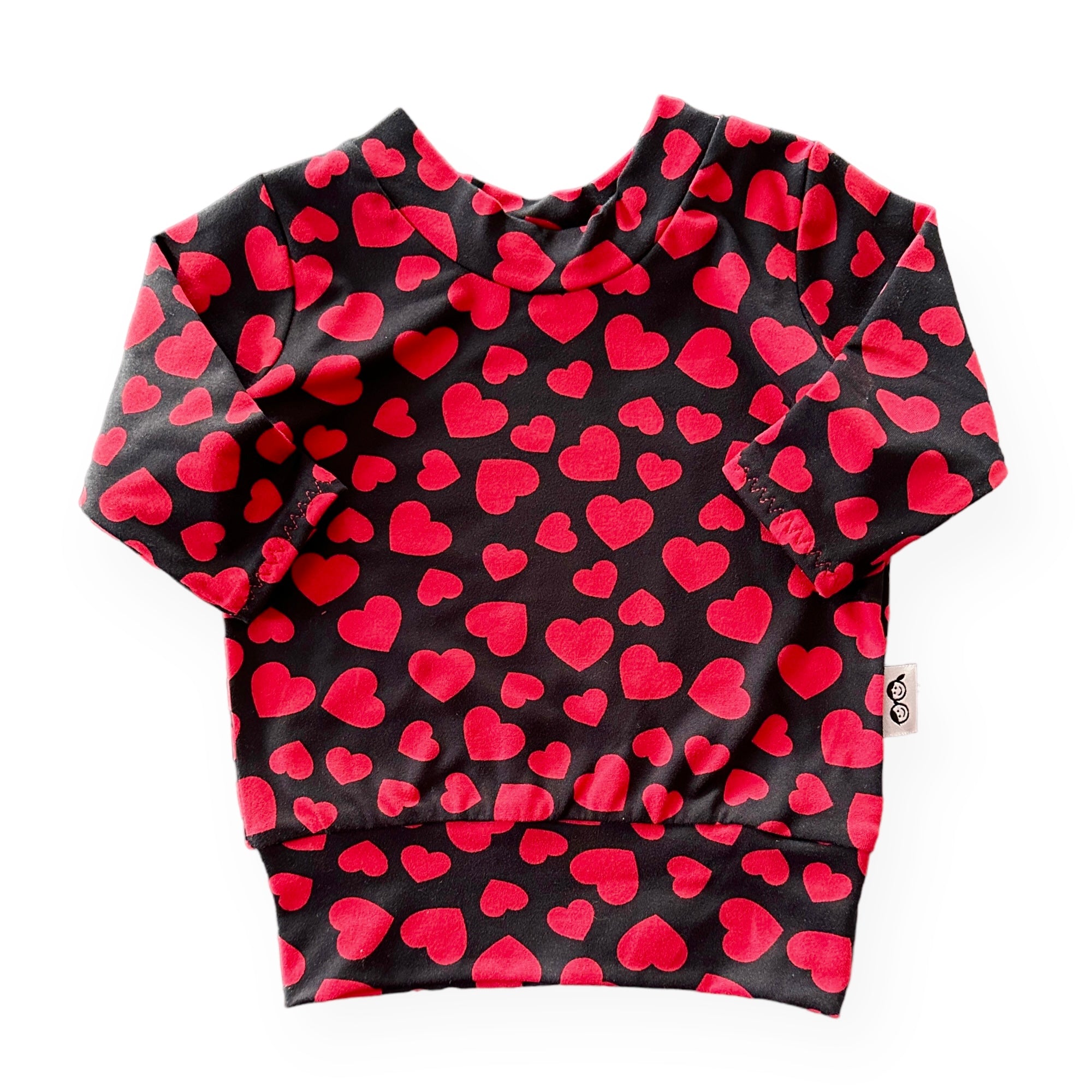 Red Hearts on Black Lounge Set
