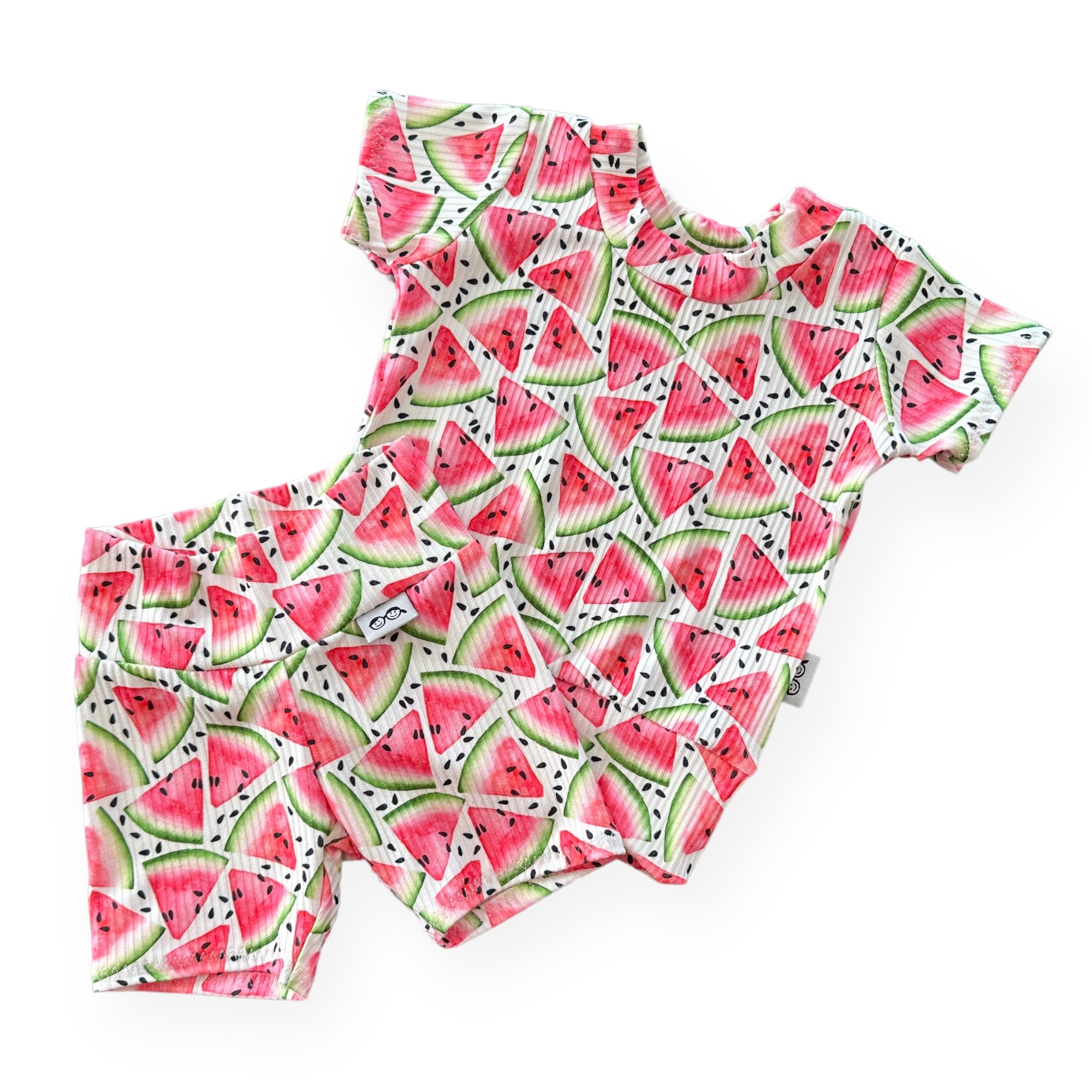 Watermelon Ribbed Biker Shorts Lounge Set