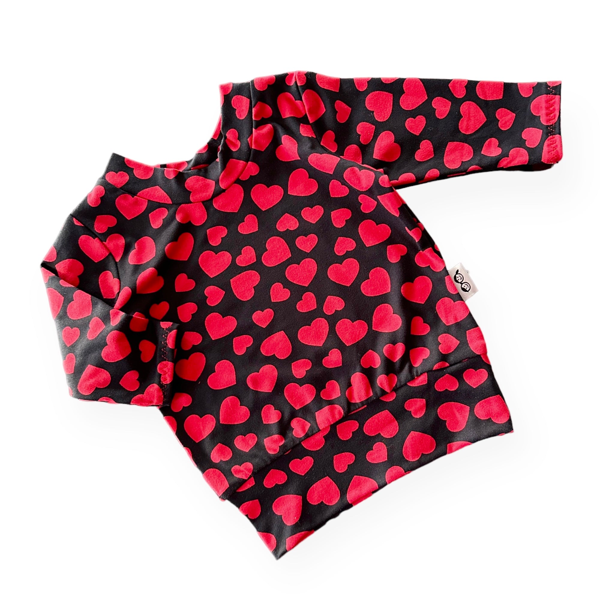 Red Hearts on Black Lounge Set