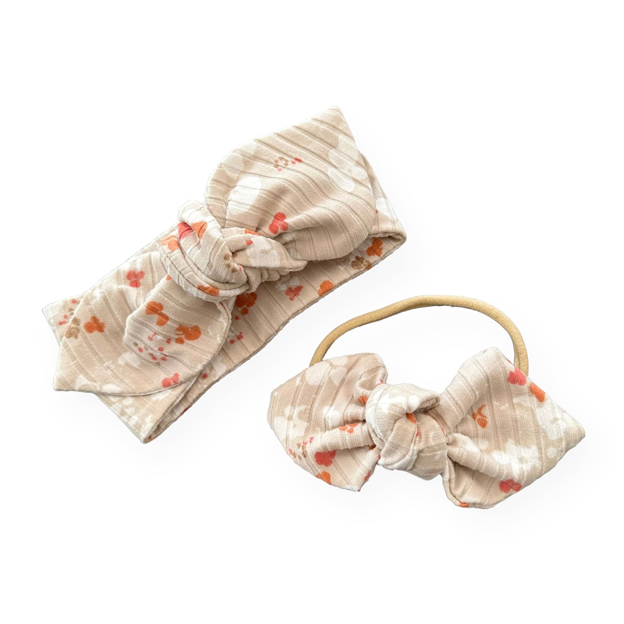 Floral Latte Ribbed Bummies and/or Headbands