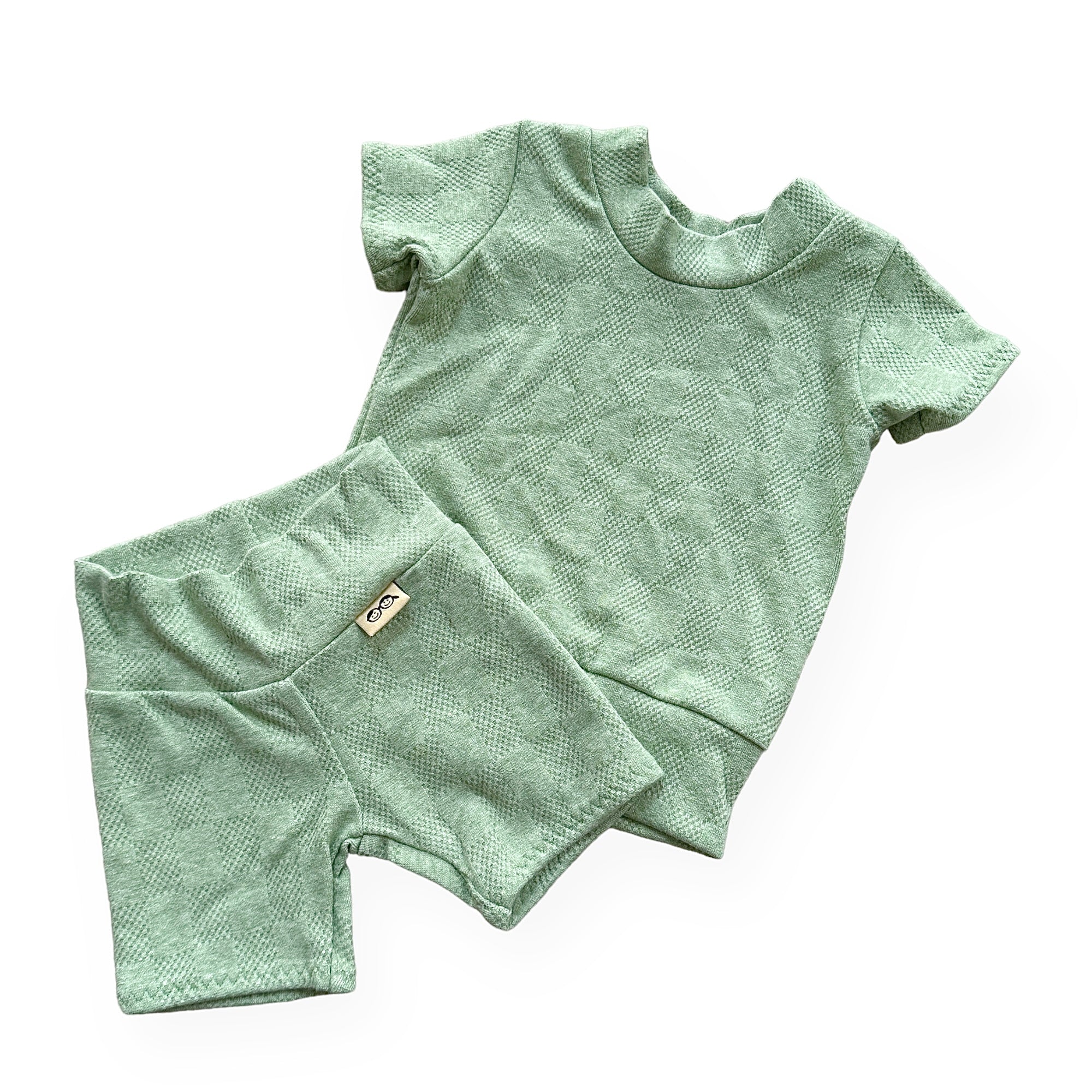 Sage Checkers Biker Shorts Lounge Set