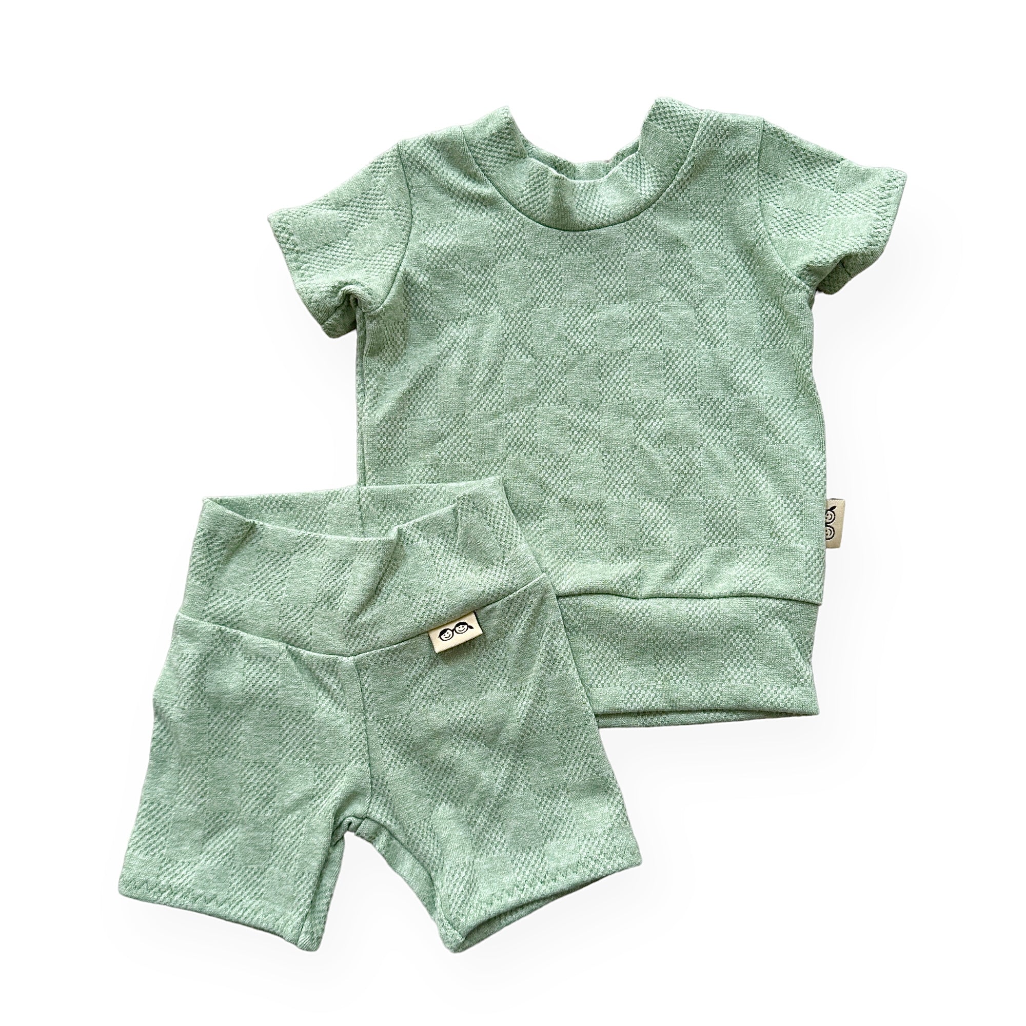 Sage Checkers Biker Shorts Lounge Set