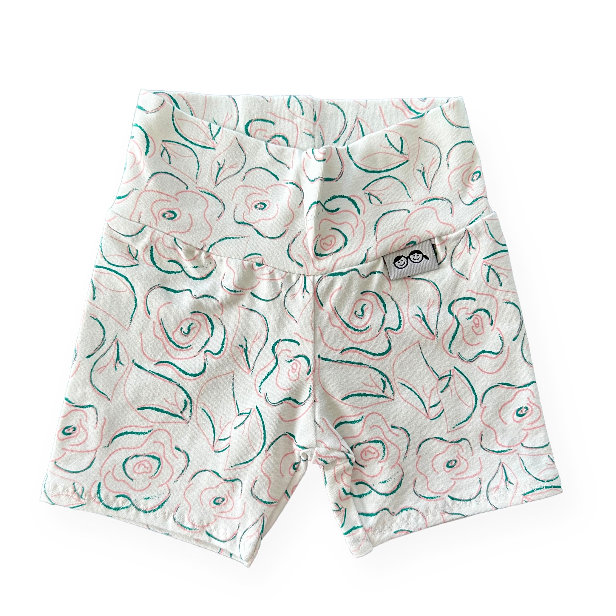 Sketched Roses Biker Shorts