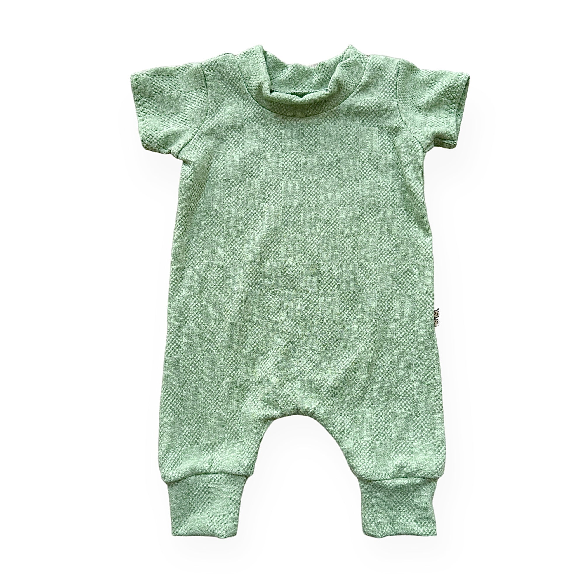 Sage Checkers Harem Romper