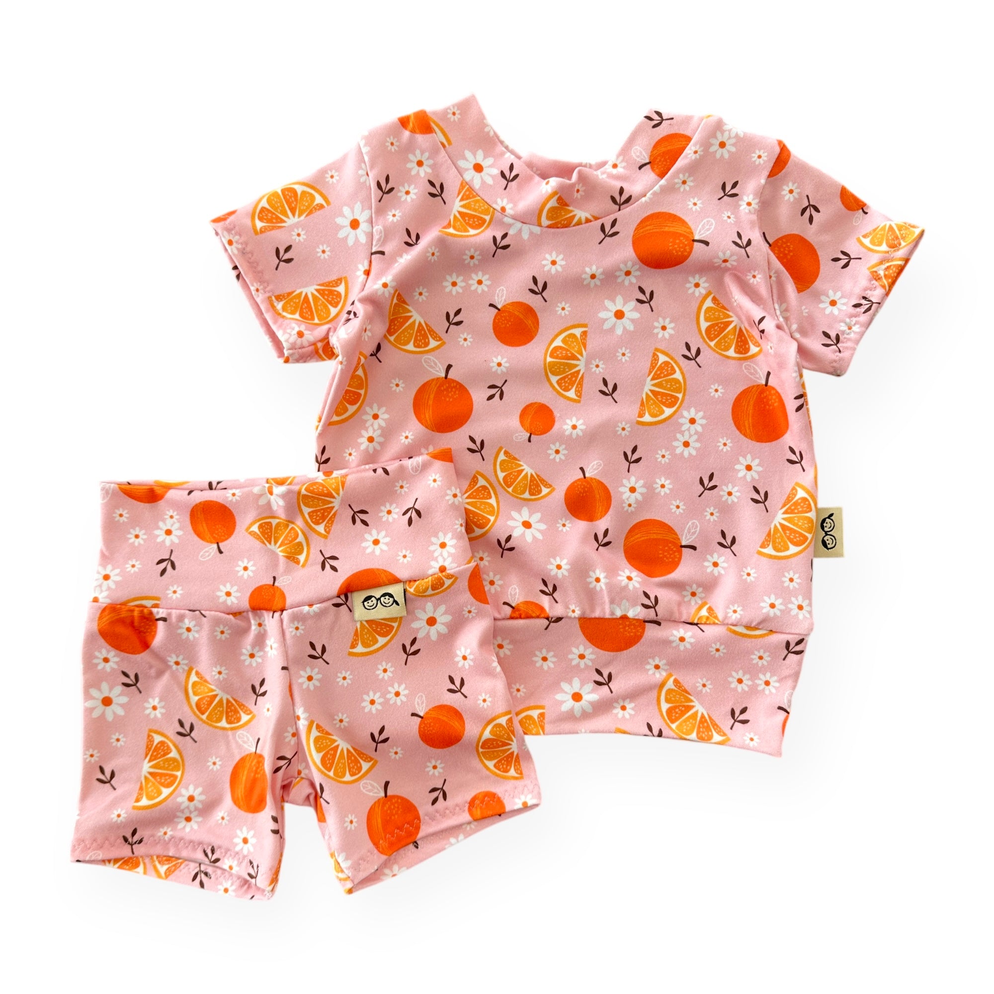 Orange Blossom Biker Shorts Lounge Set