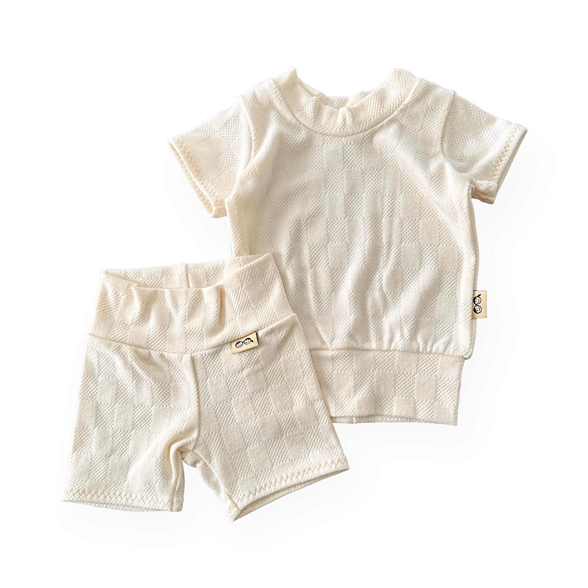 Cream Checkers Biker Shorts Lounge Set