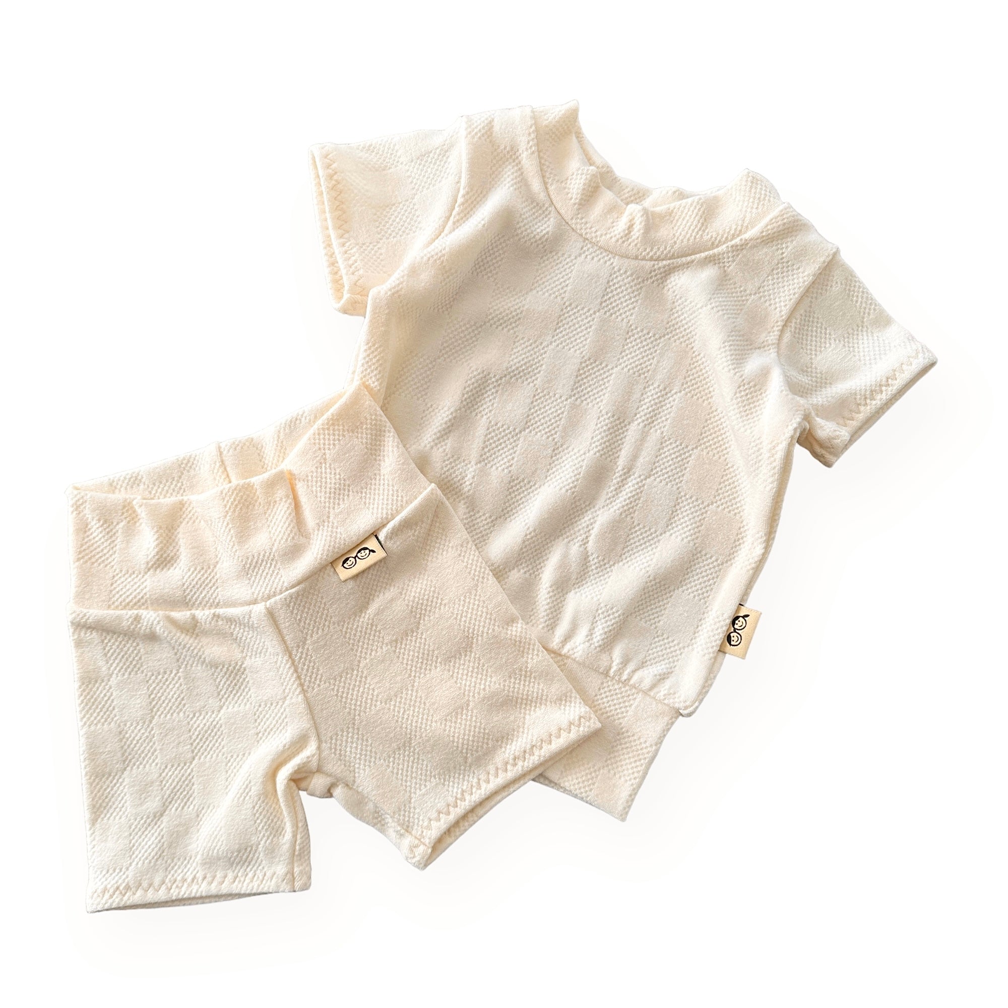 Cream Checkers Biker Shorts Lounge Set