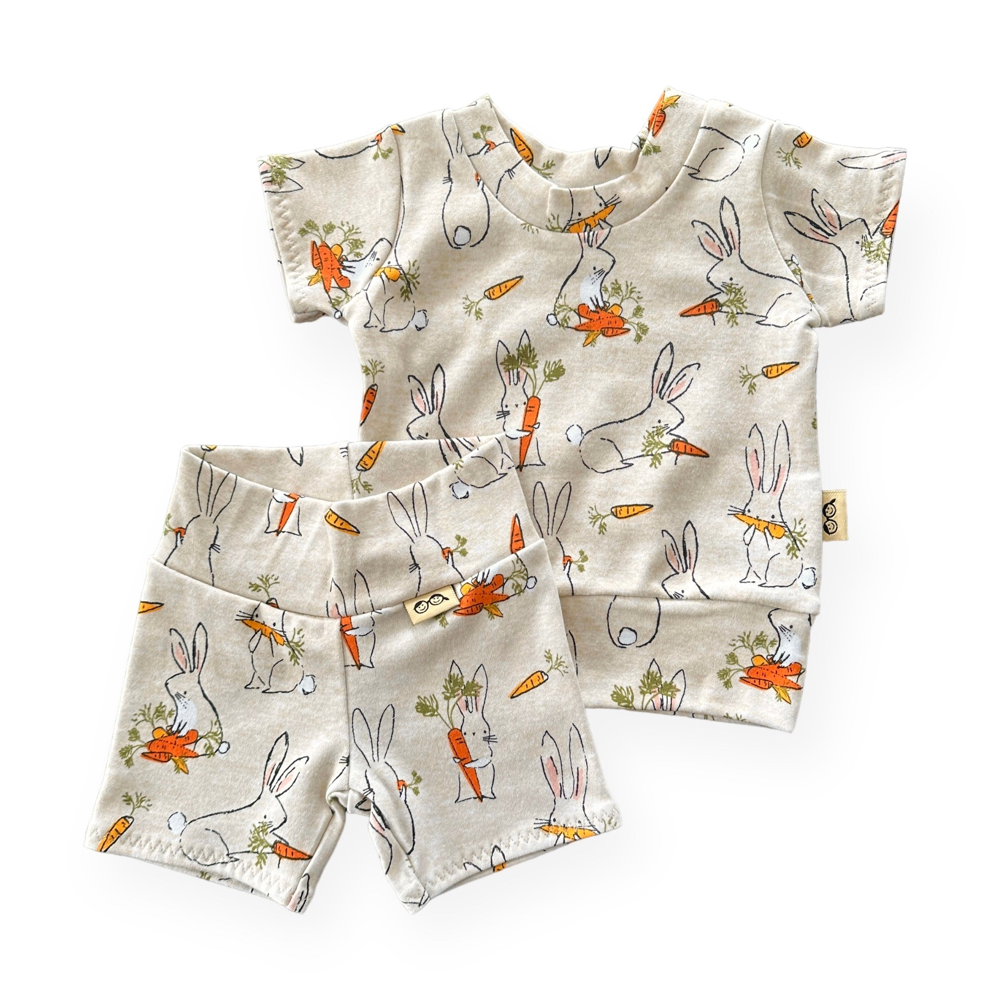 Easter Bunnies with Carrots Biker Shorts Lounge Set