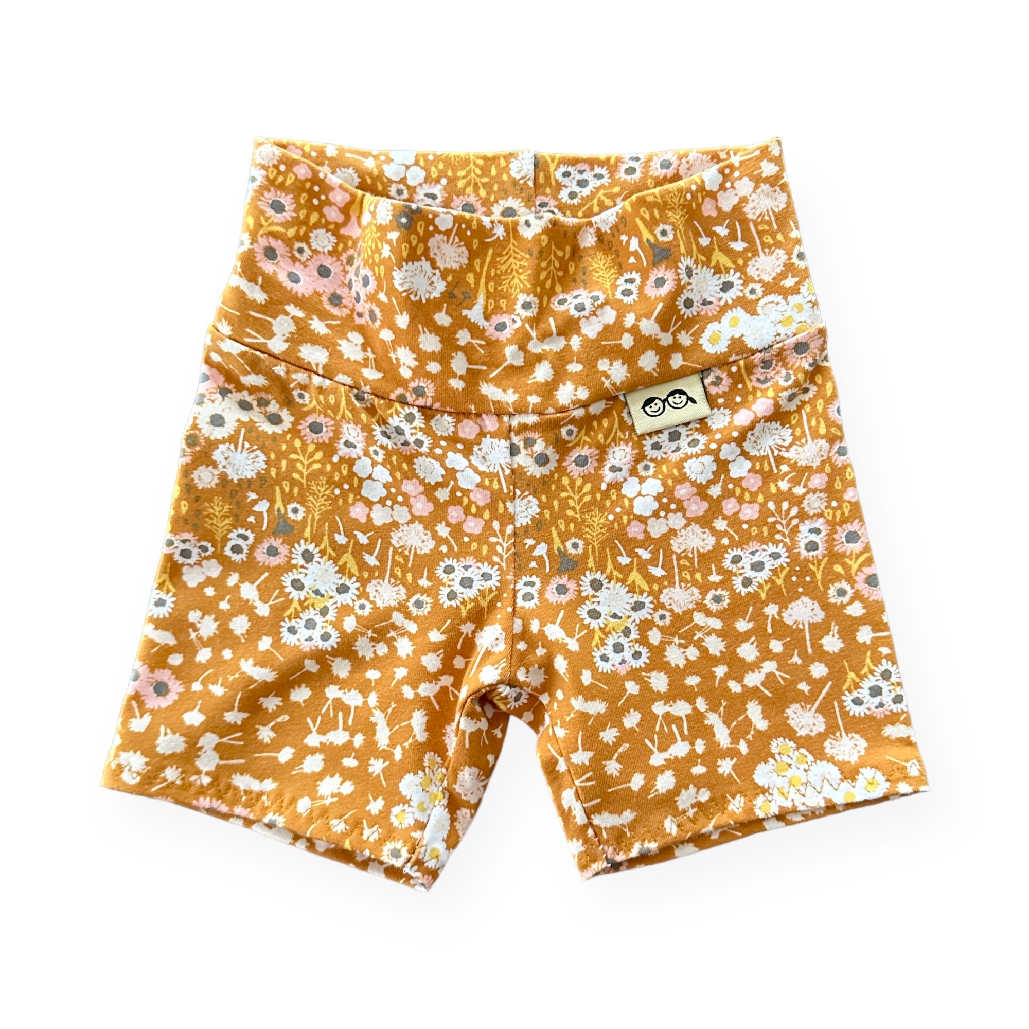 Mustard Floral Biker Shorts