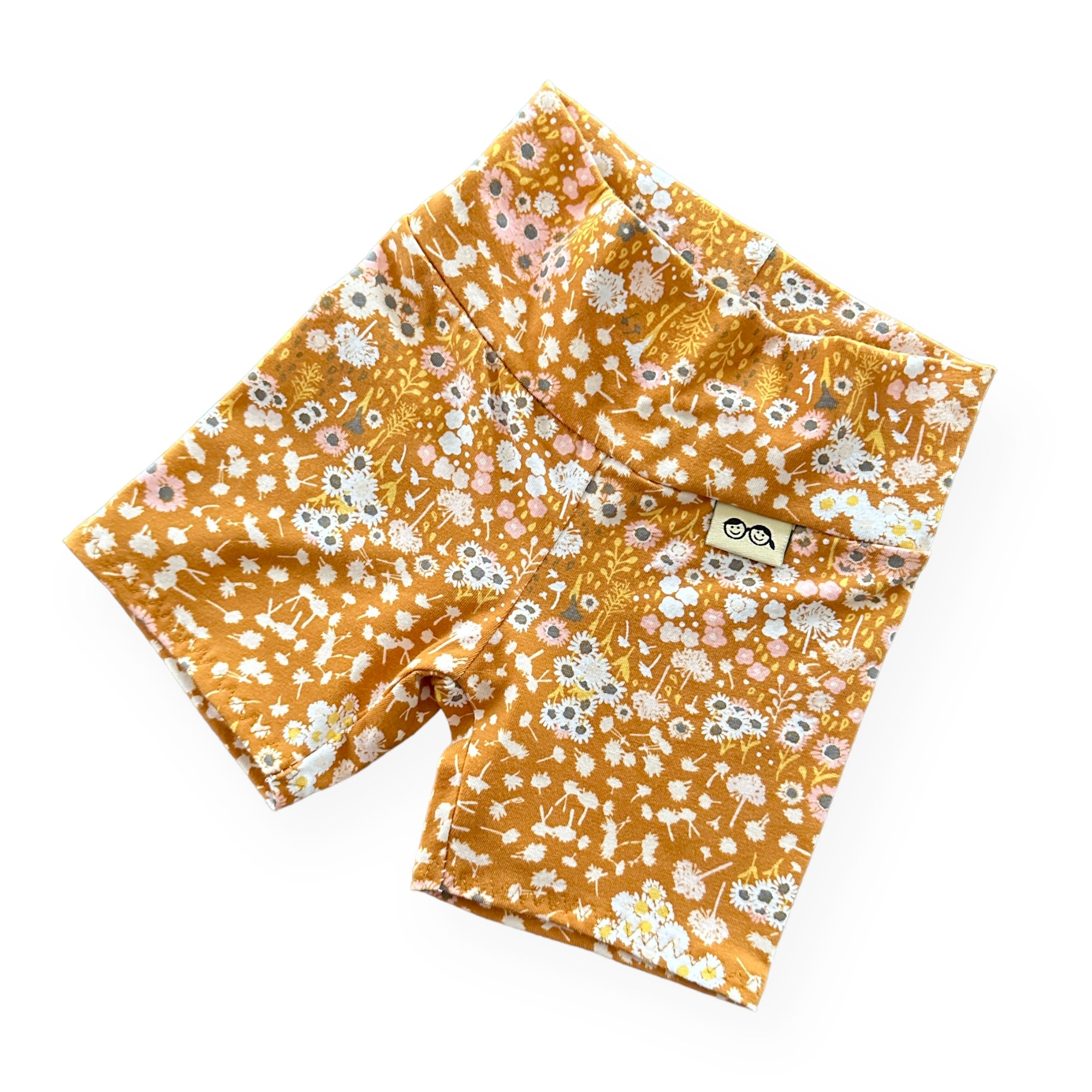 Mustard Floral Biker Shorts