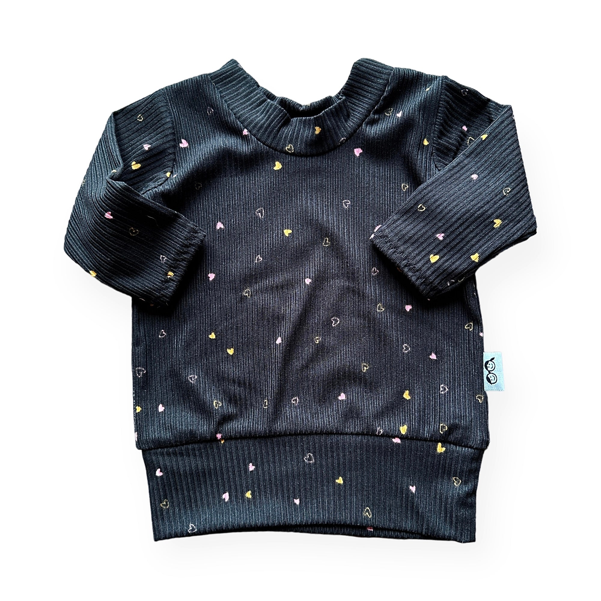 Dainty Hearts on Black Ribbed Lounge Top