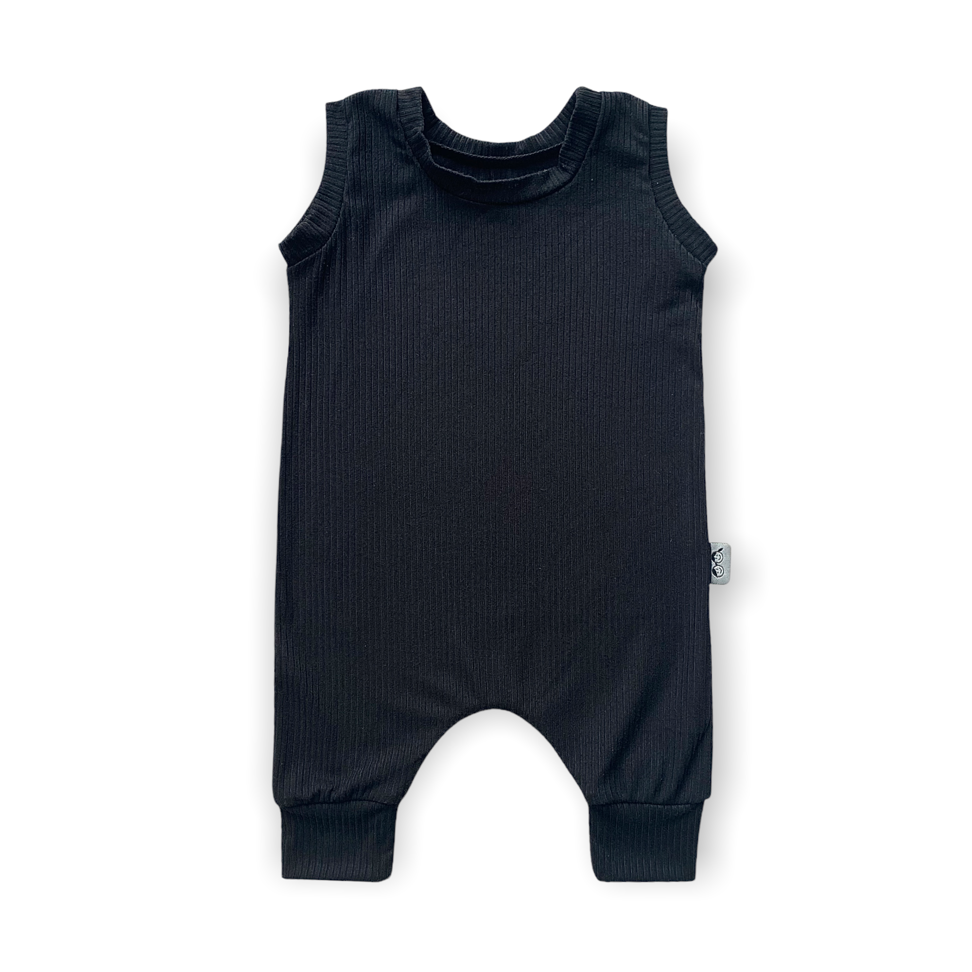 Black Ribbed Harem Romper