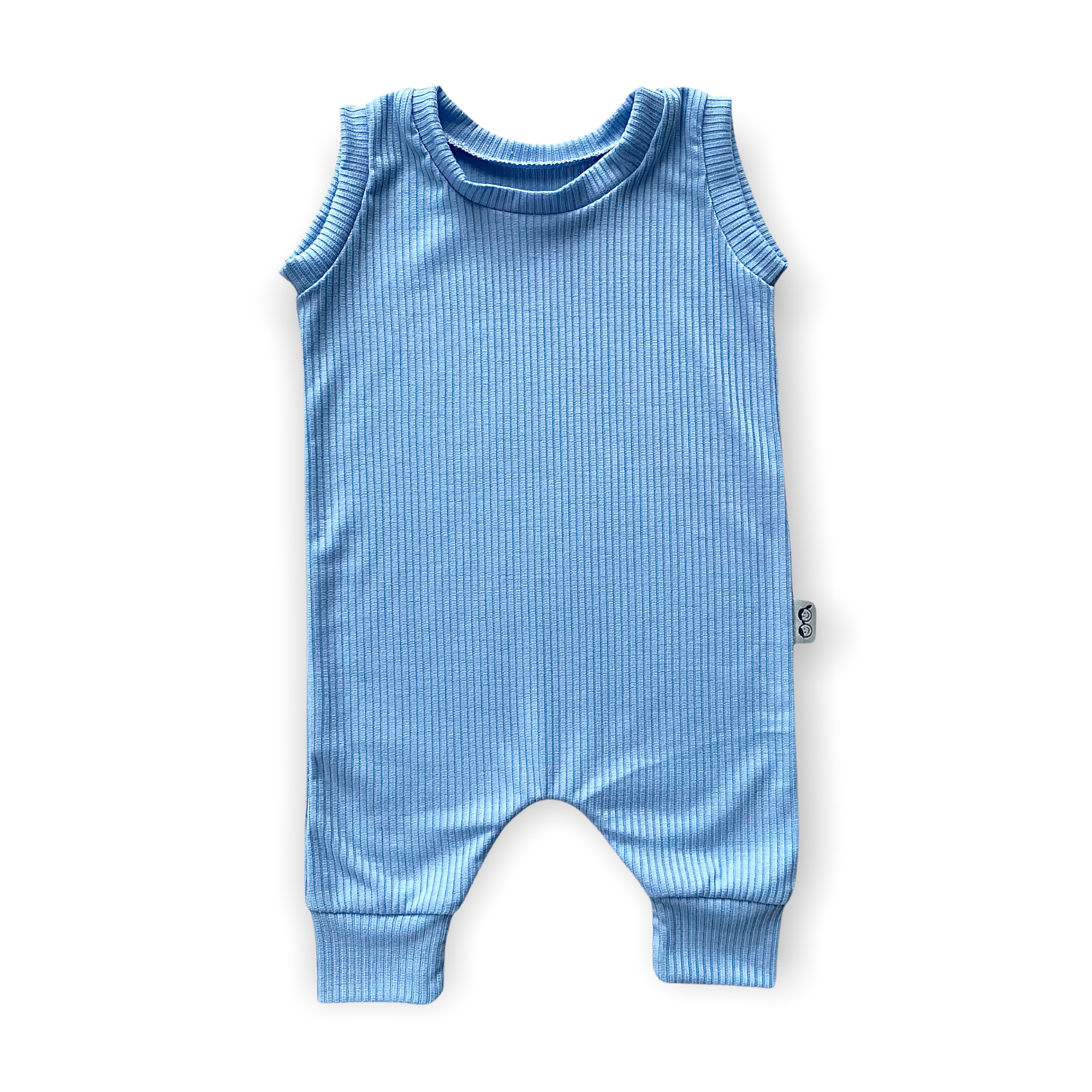Blue Ribbed Harem Romper