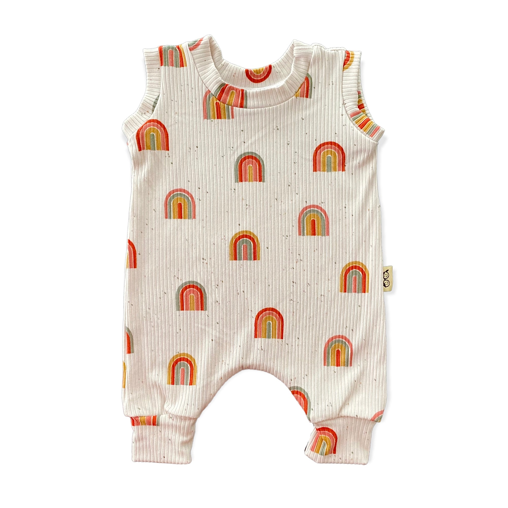 Retro Rainbows Ribbed Harem Romper