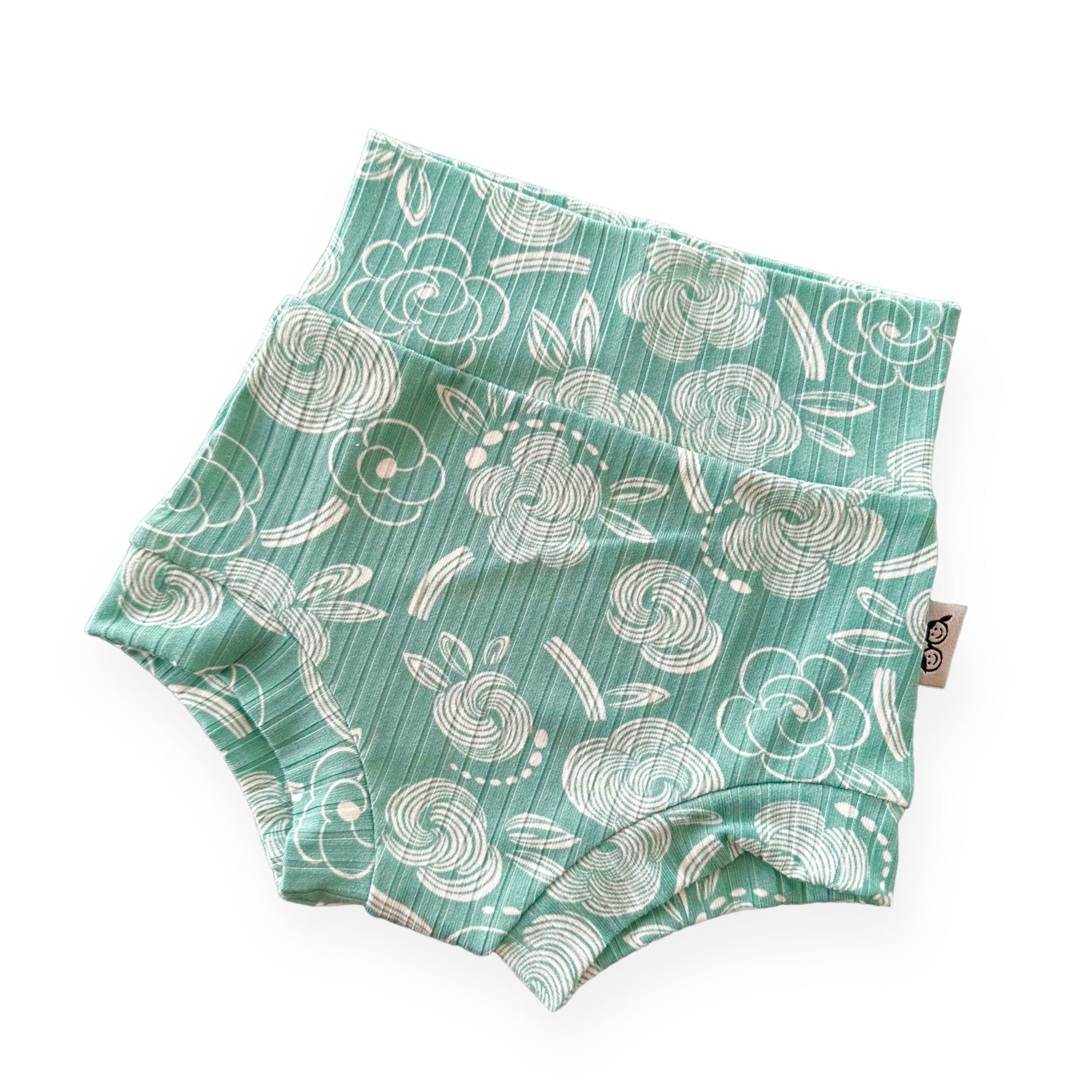 Geo Flowers Seafoam Ribbed Bummies