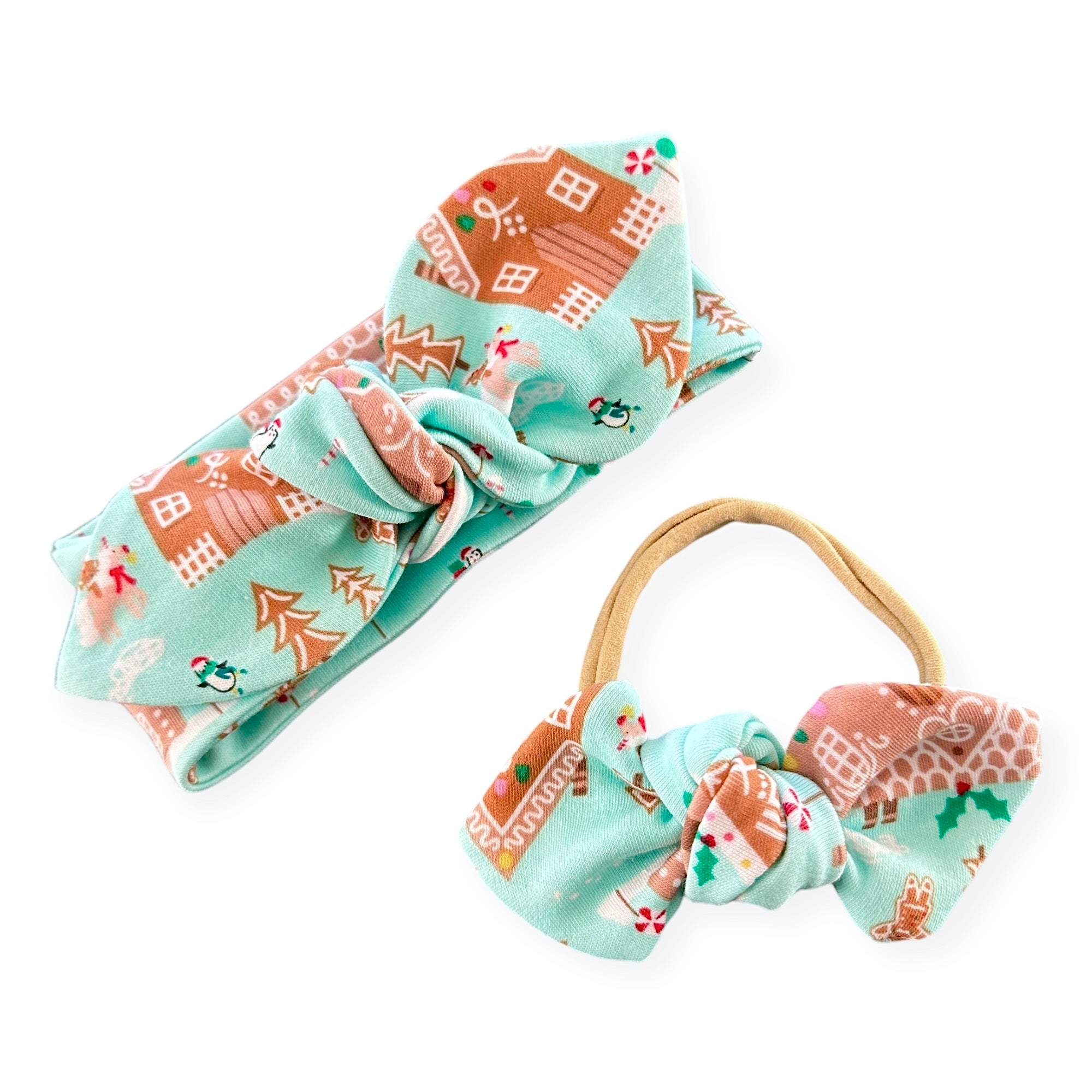 Mint Gingerbread Village Headbands