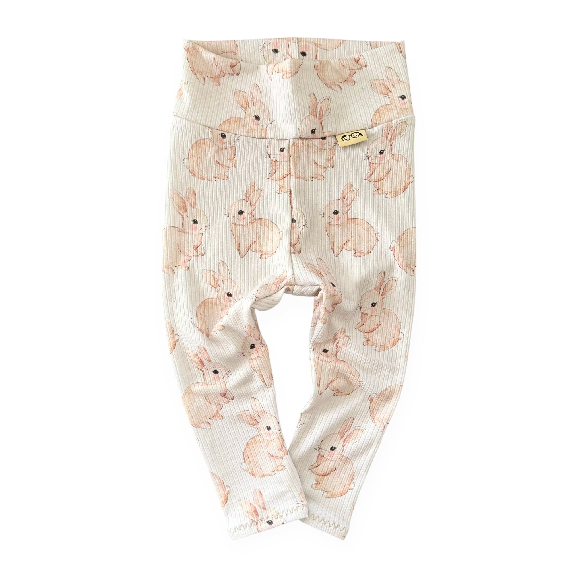 Watercolor Bunnies Ribbed Leggings