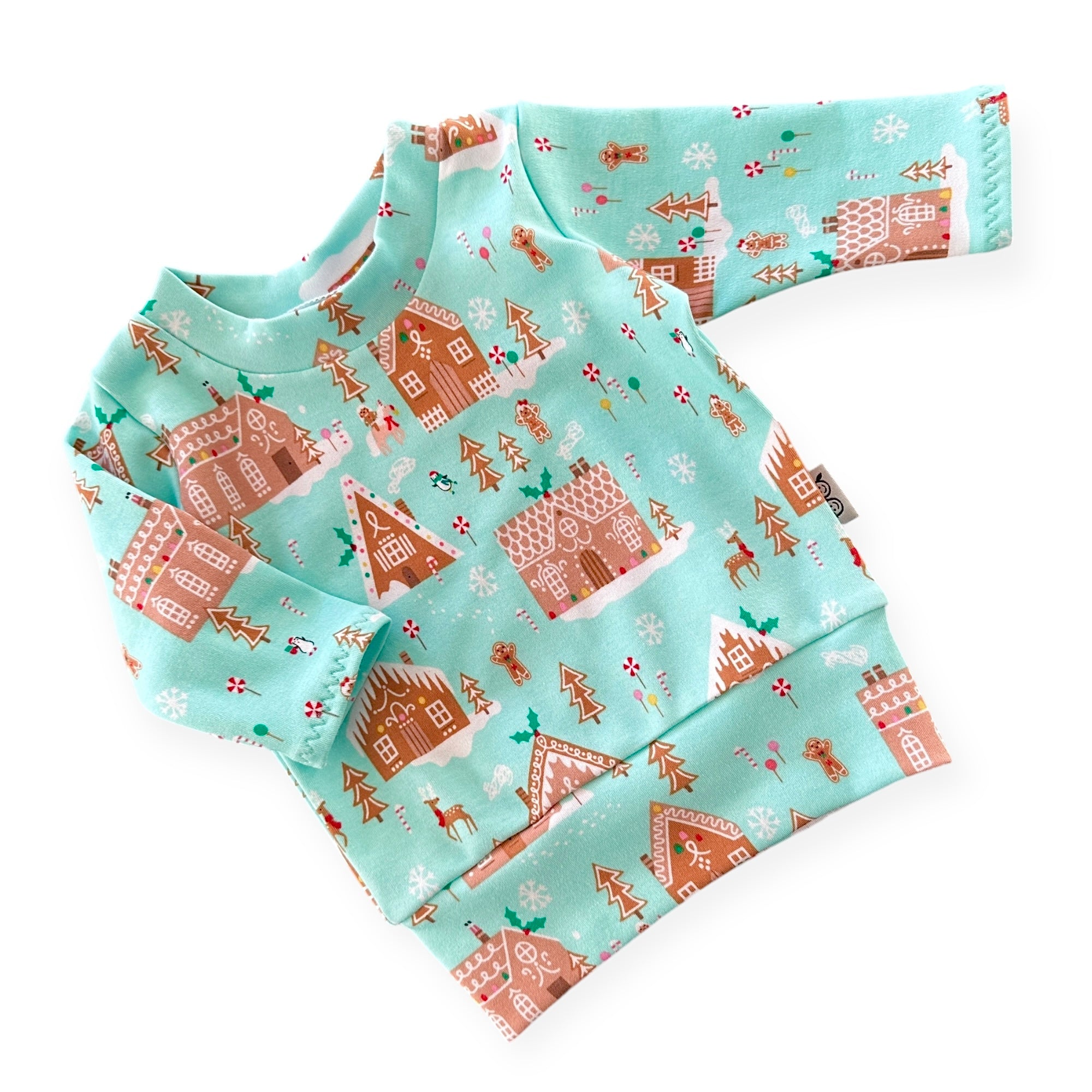 Mint Gingerbread Village Lounge Top