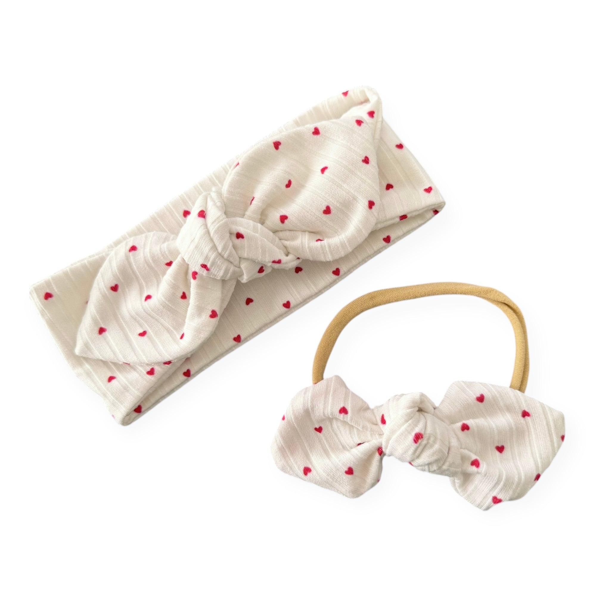 Little Red Hearts Ribbed Headbands