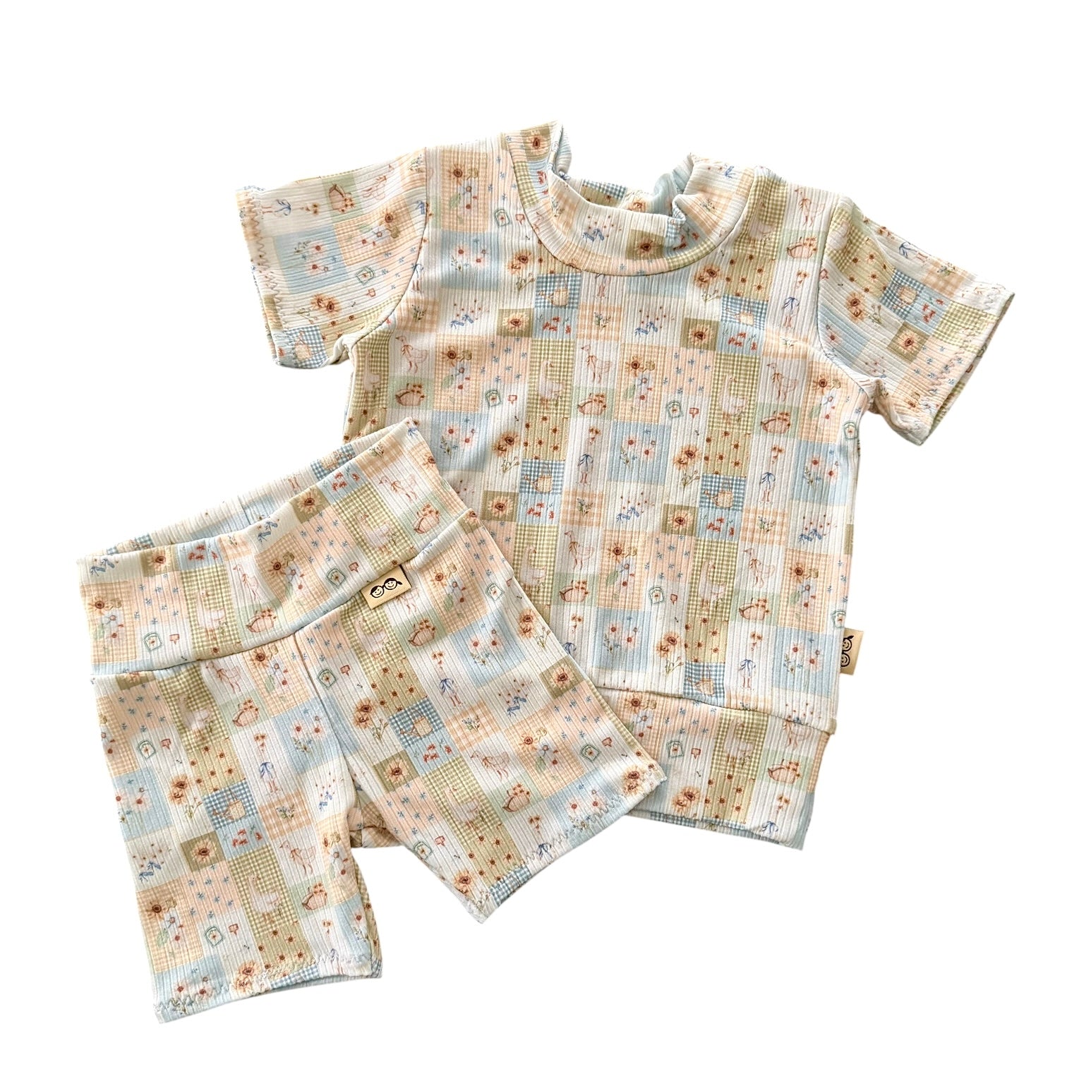 Sunflower Patchwork Ribbed Summer Lounge Set