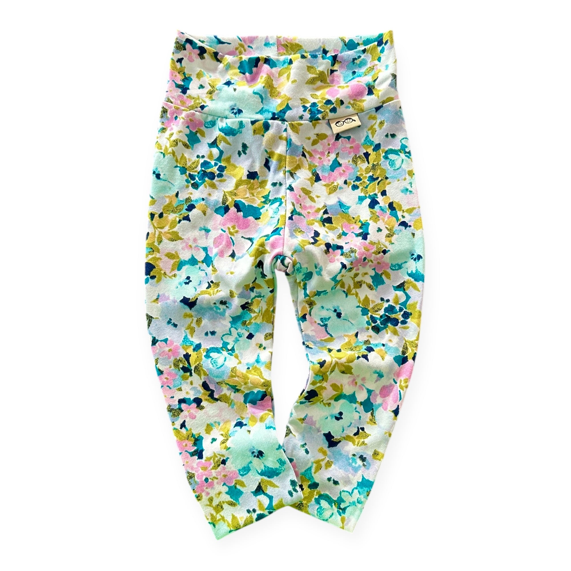 Floral patterned pants on a white background