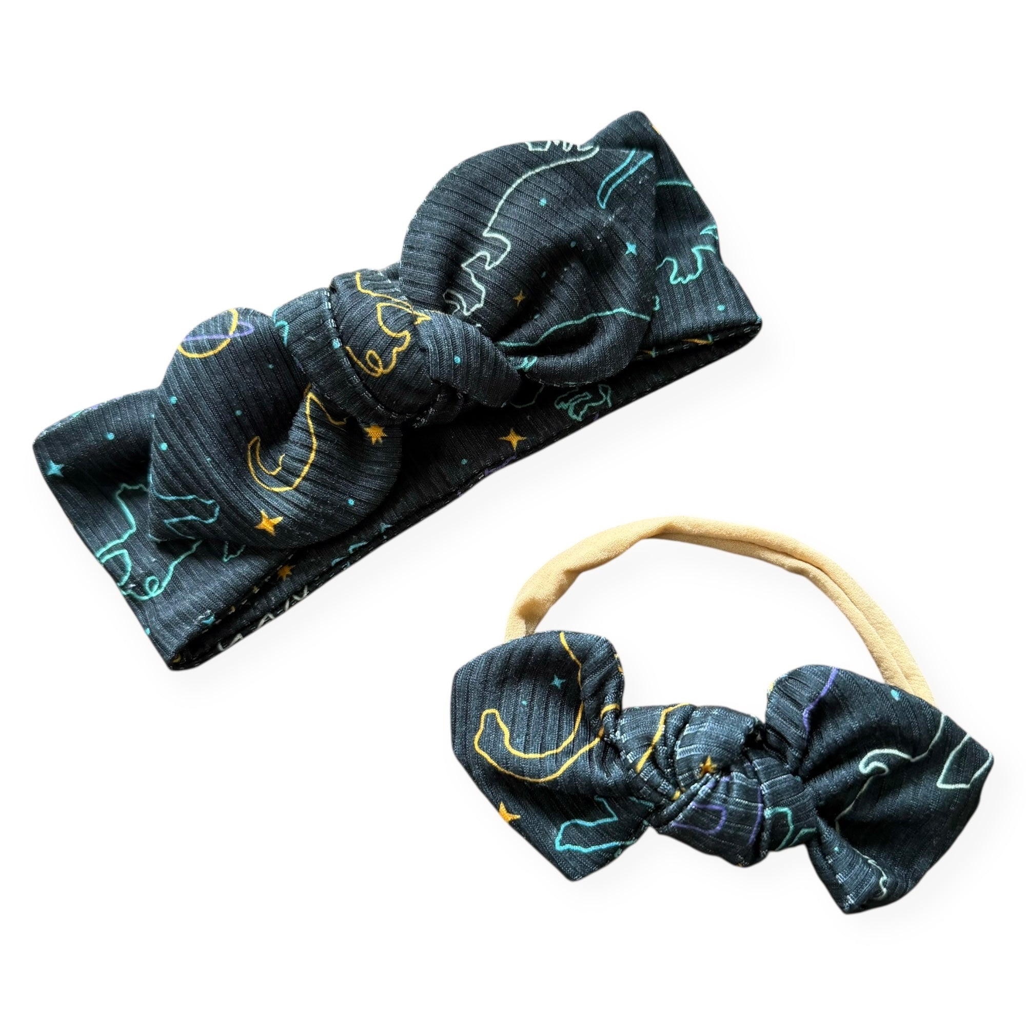Cosmic Dino Nights Ribbed Headbands