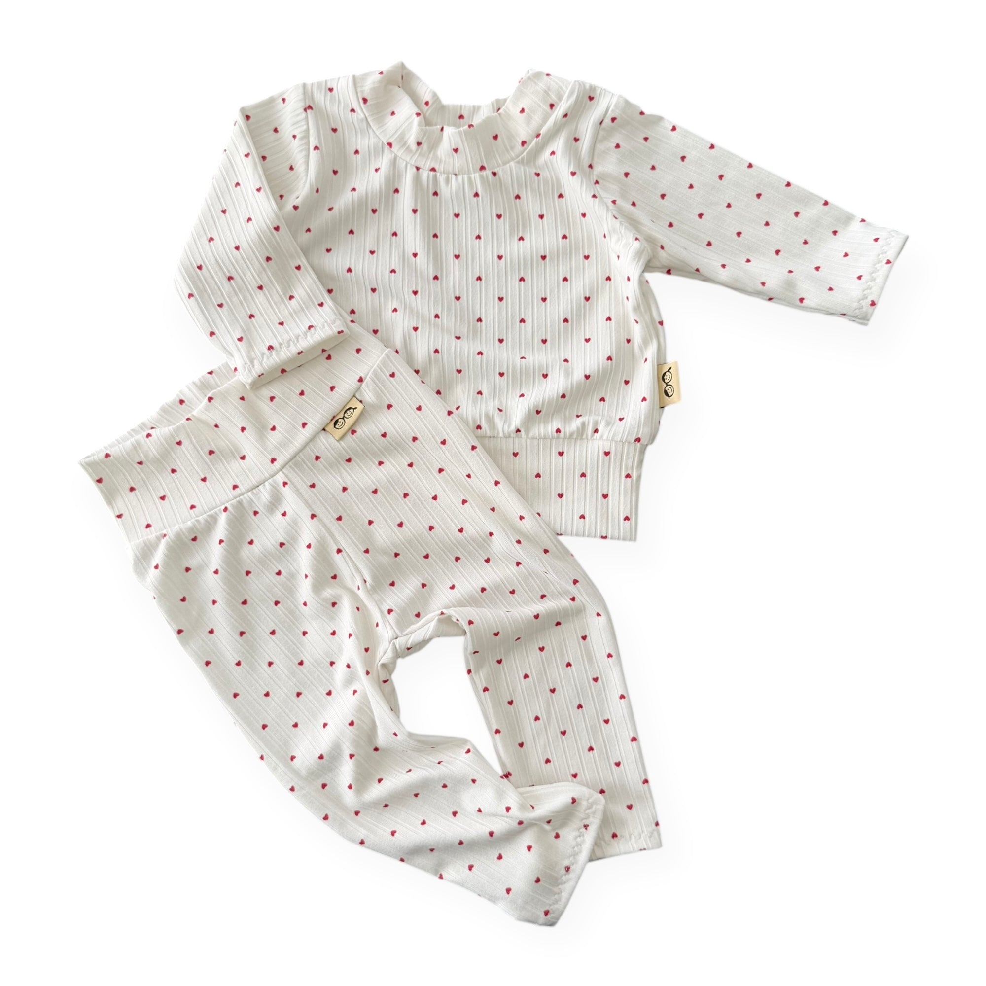 Little Red Hearts Ribbed Lounge Set