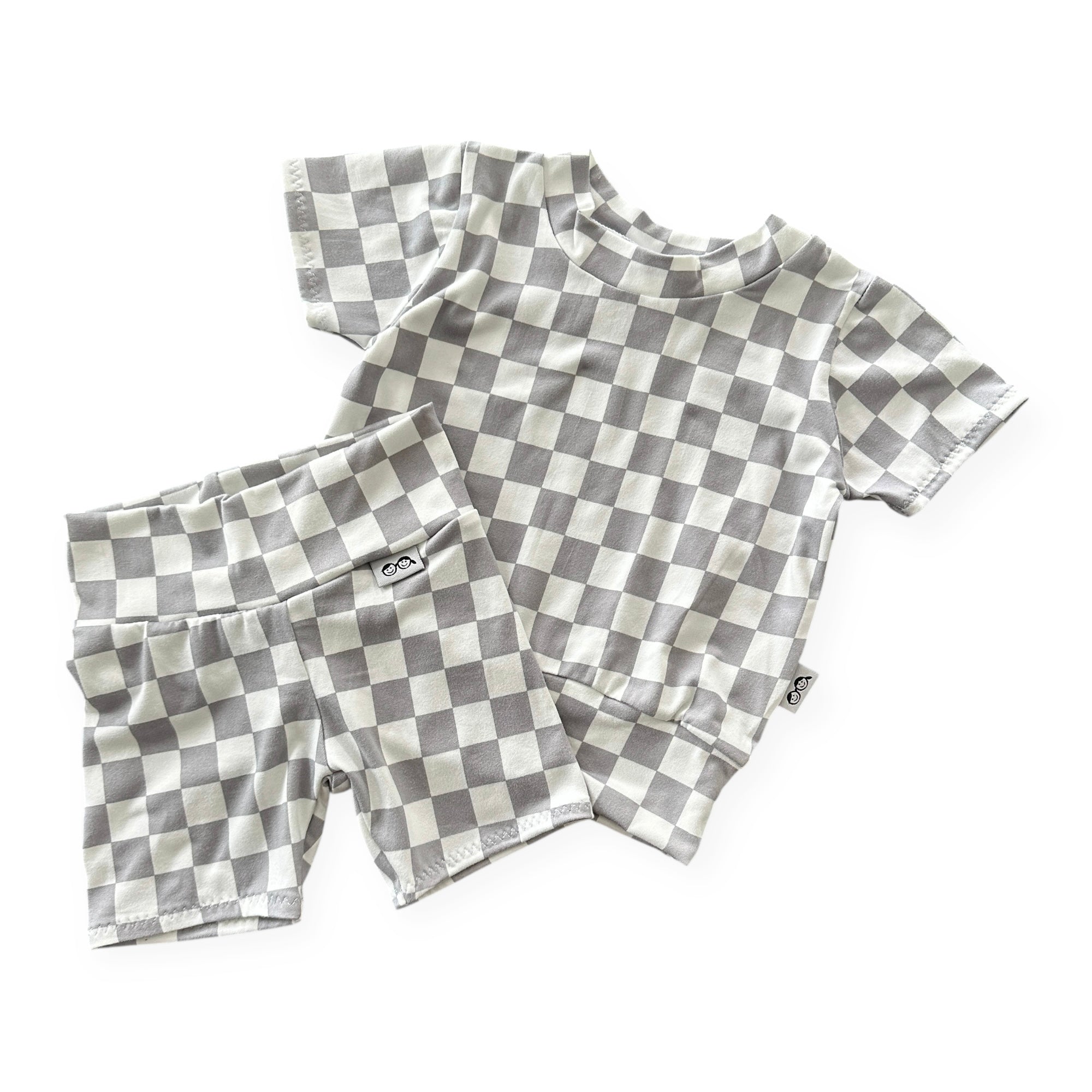 Grey Retro Checkered Summer Lounge Set
