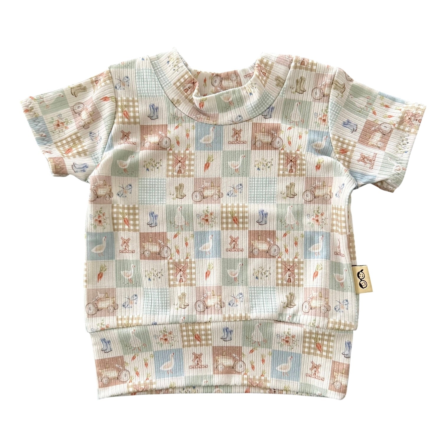 Countryside Patchwork Ribbed Top - Short, Long or Sleeveless