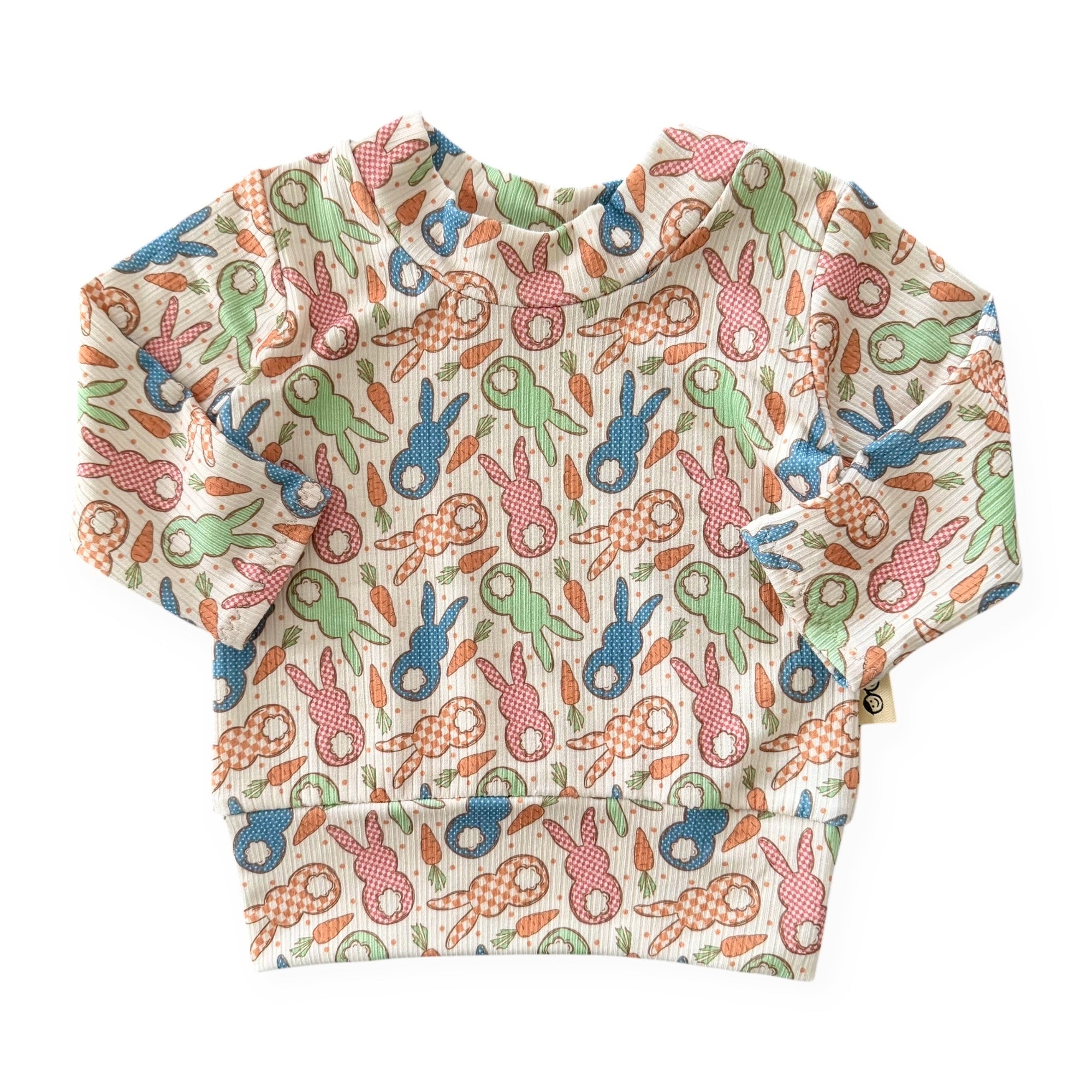 Gingham Easter Bunnies Ribbed Top - Short, Long or Sleeveless