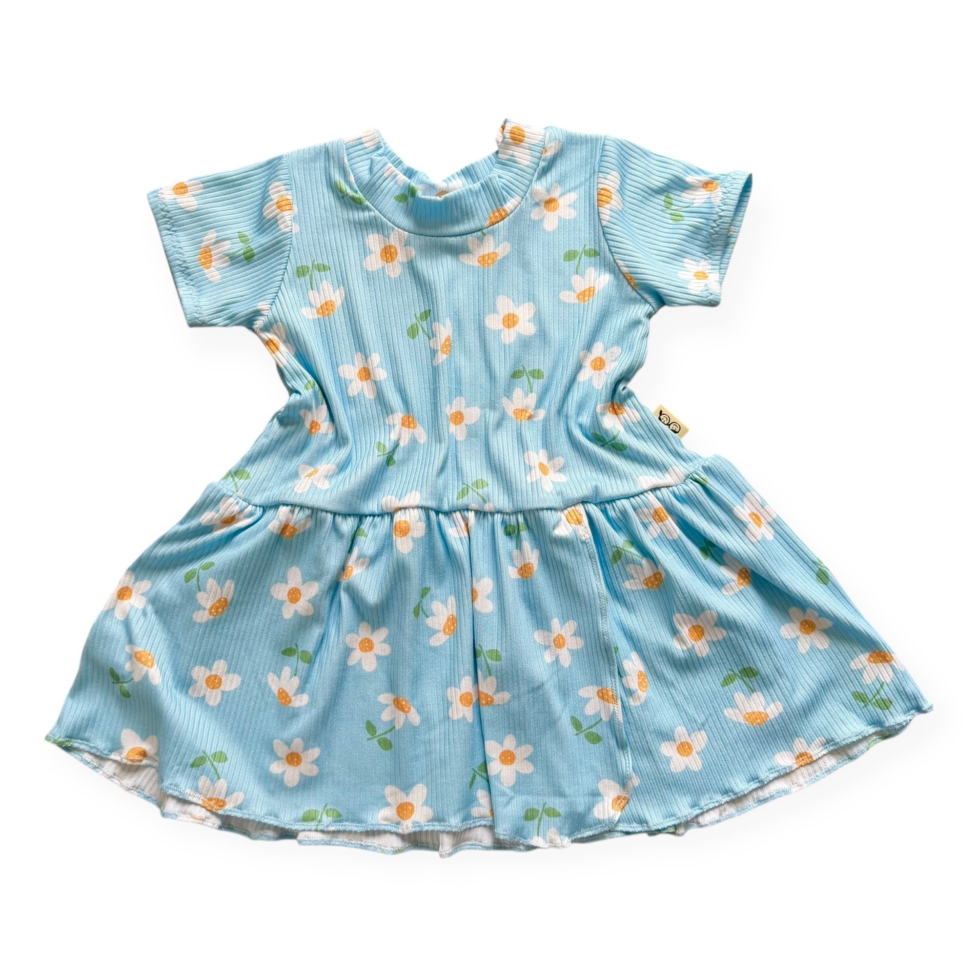 Blue Sky Daisies Ribbed Dress