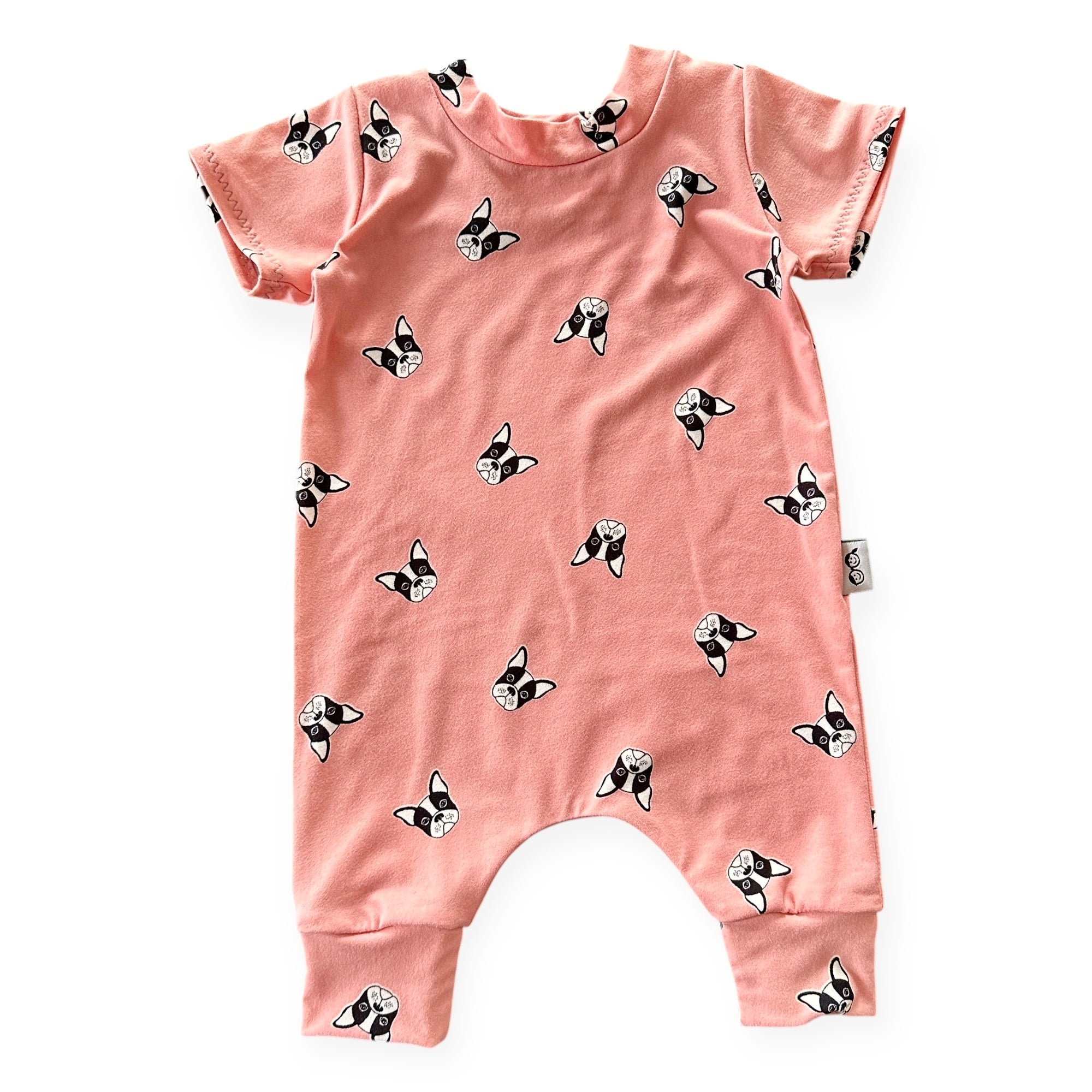 Peach French Bulldog Harem Romper