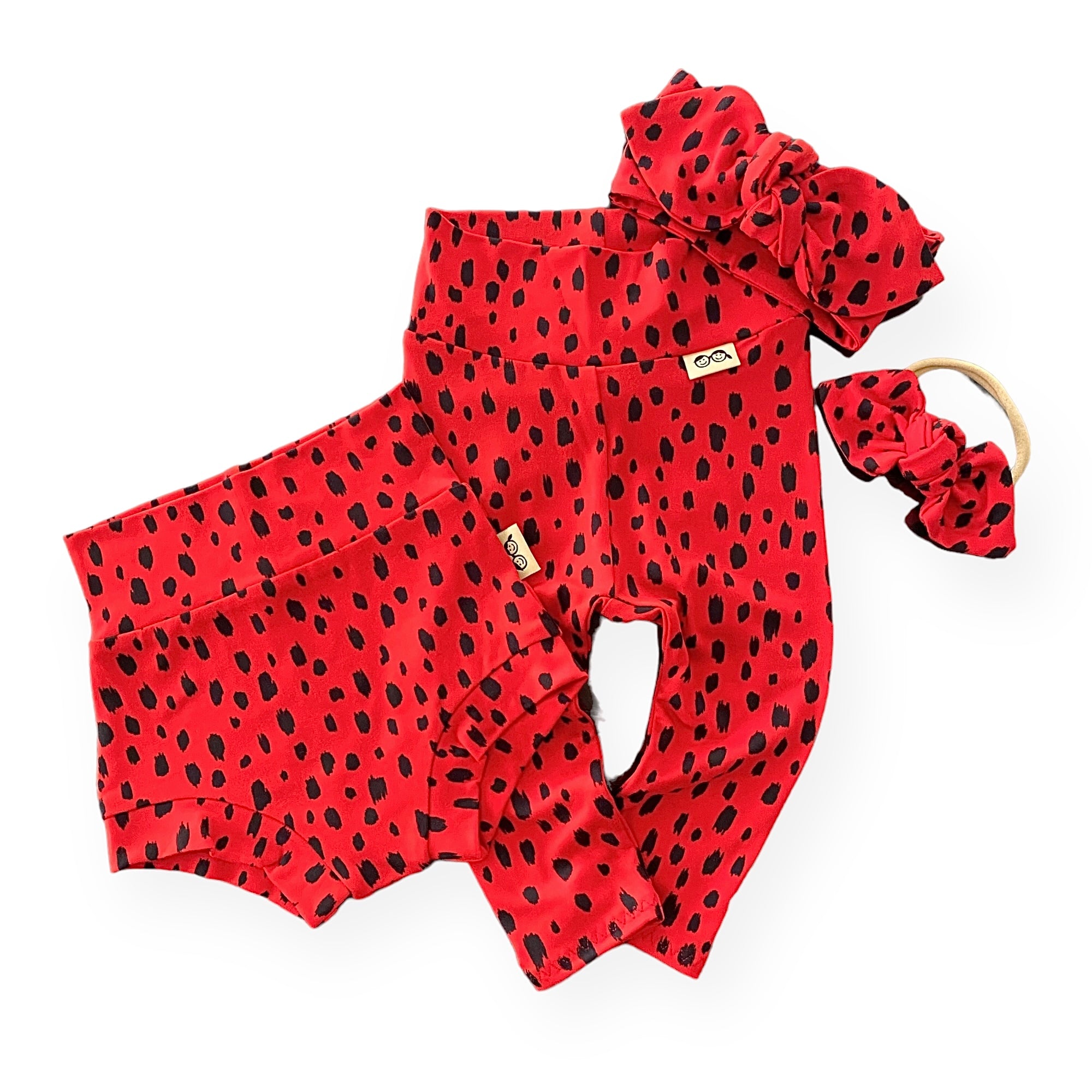 Red Brush Spots Leggings and/or Headbands