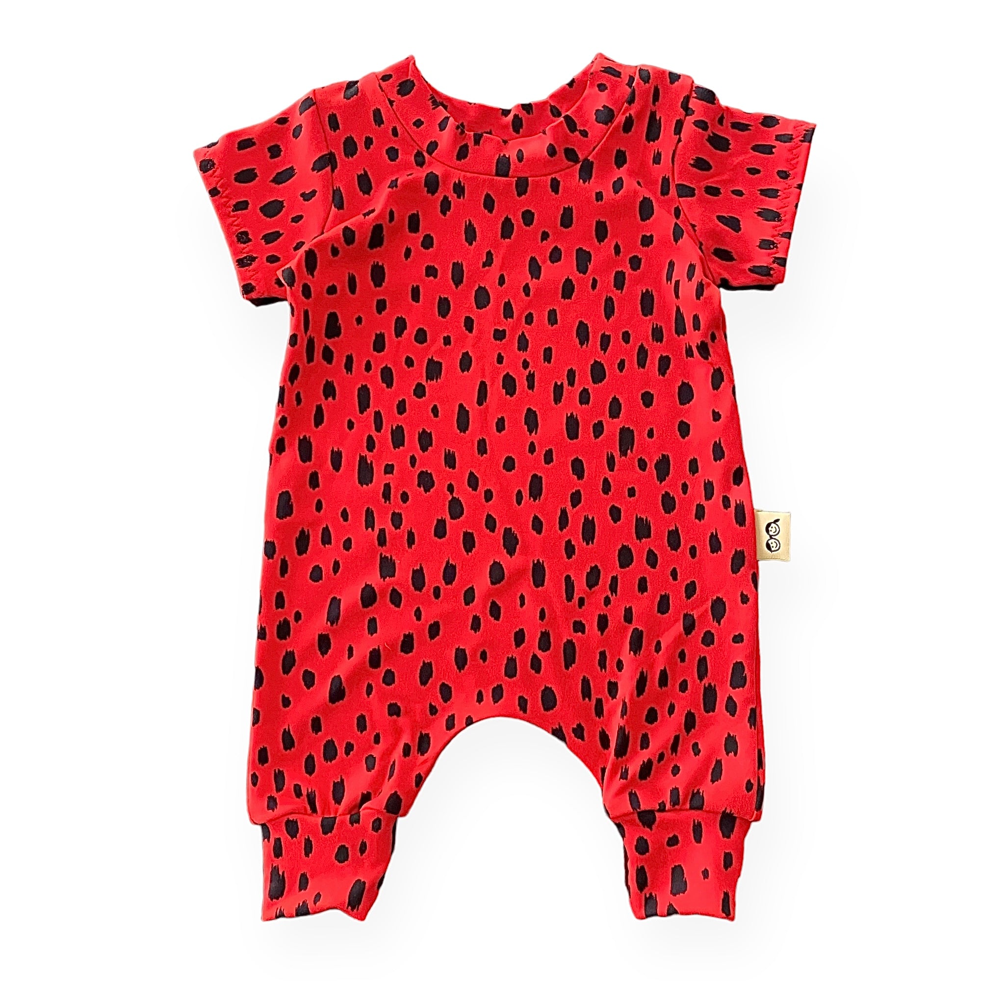Red Brush Spots Harem Romper