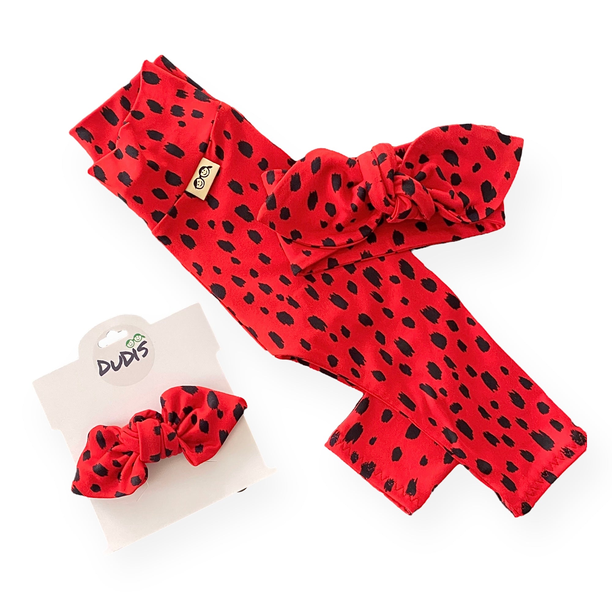 Red Brush Spots Leggings and/or Headbands