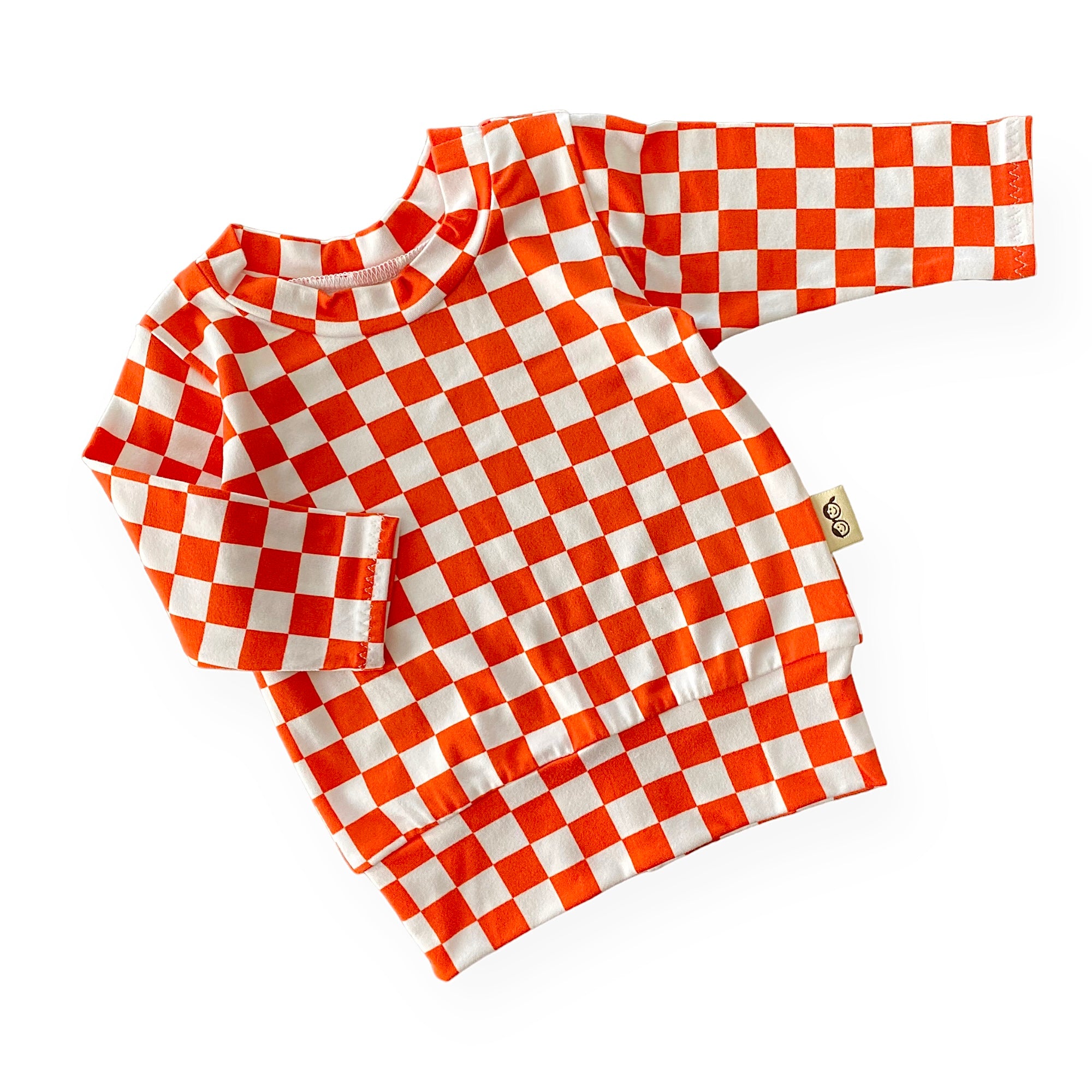 Orange Retro Checkered Lounge Top