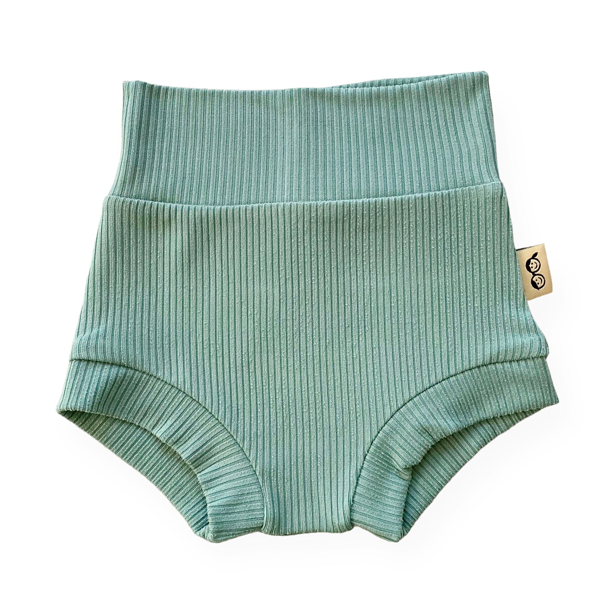 Flat-lay of ribbed green bummies from the Sea Spray Ribbed Summer Lounge Set, featuring a soft waistband for all-day comfort.