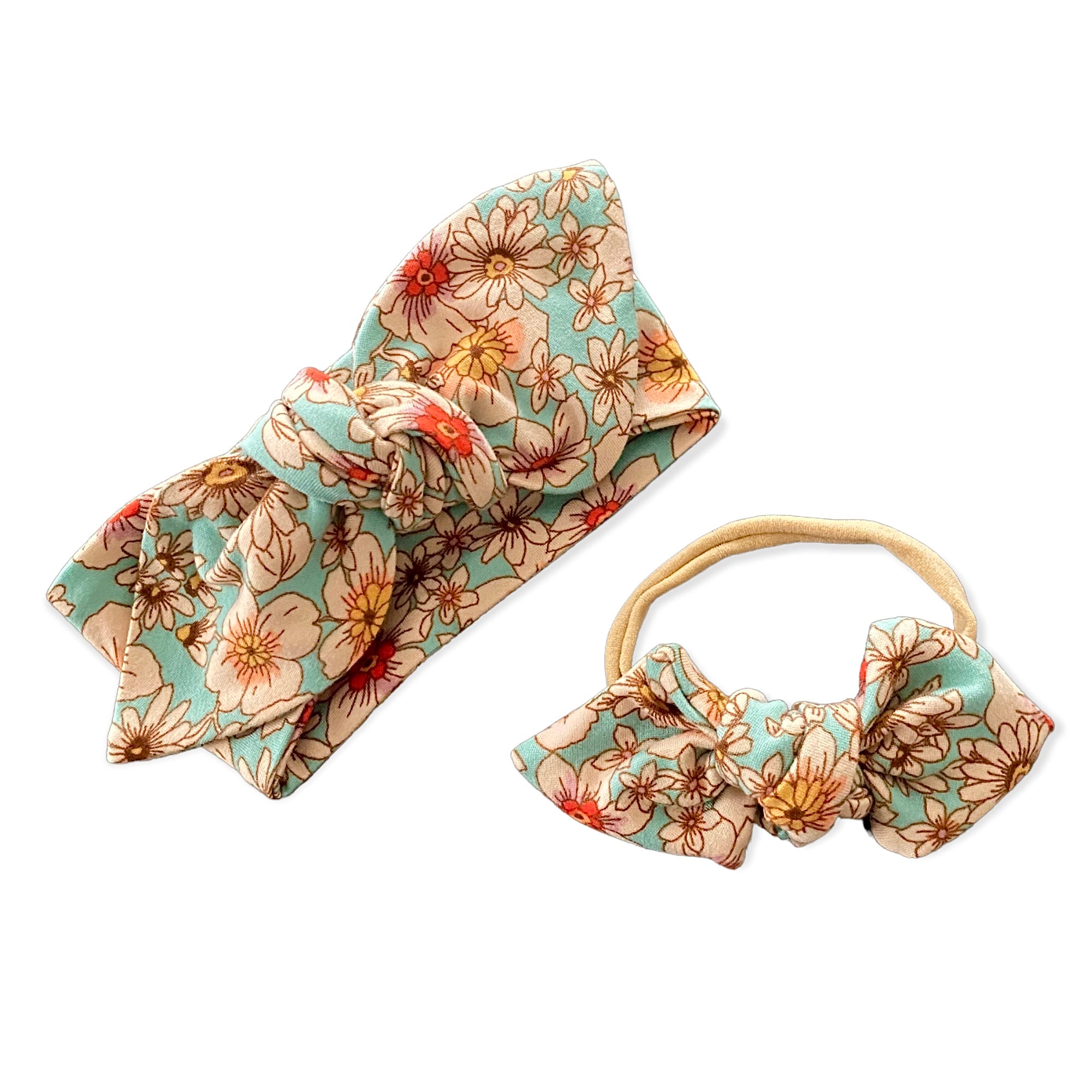 Vintage Flowers on Mint Headbands